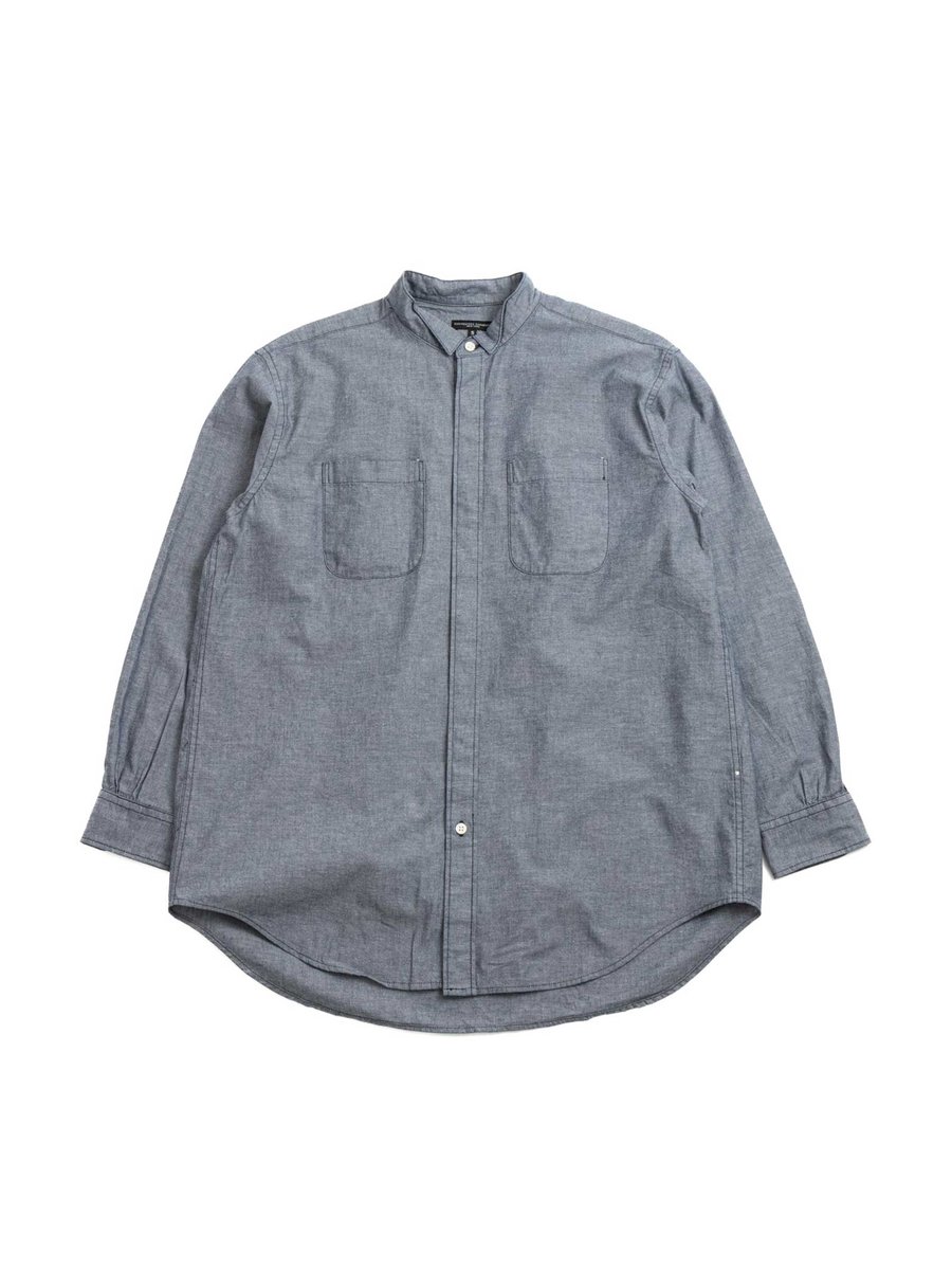 WING COLLAR SHIRT INDIGO COTTON CHAMBRAY