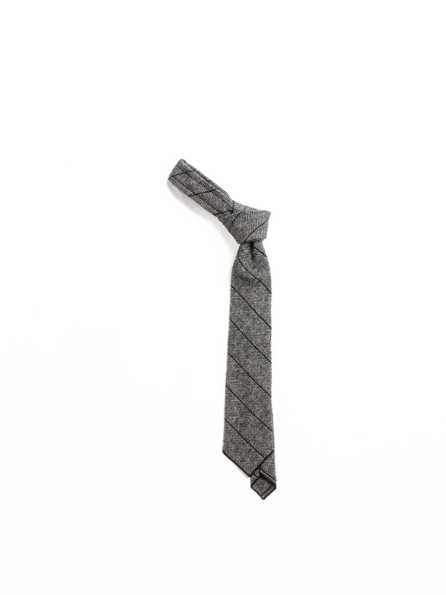 NECK TIE DK. GREY WOOL STRIPE HB