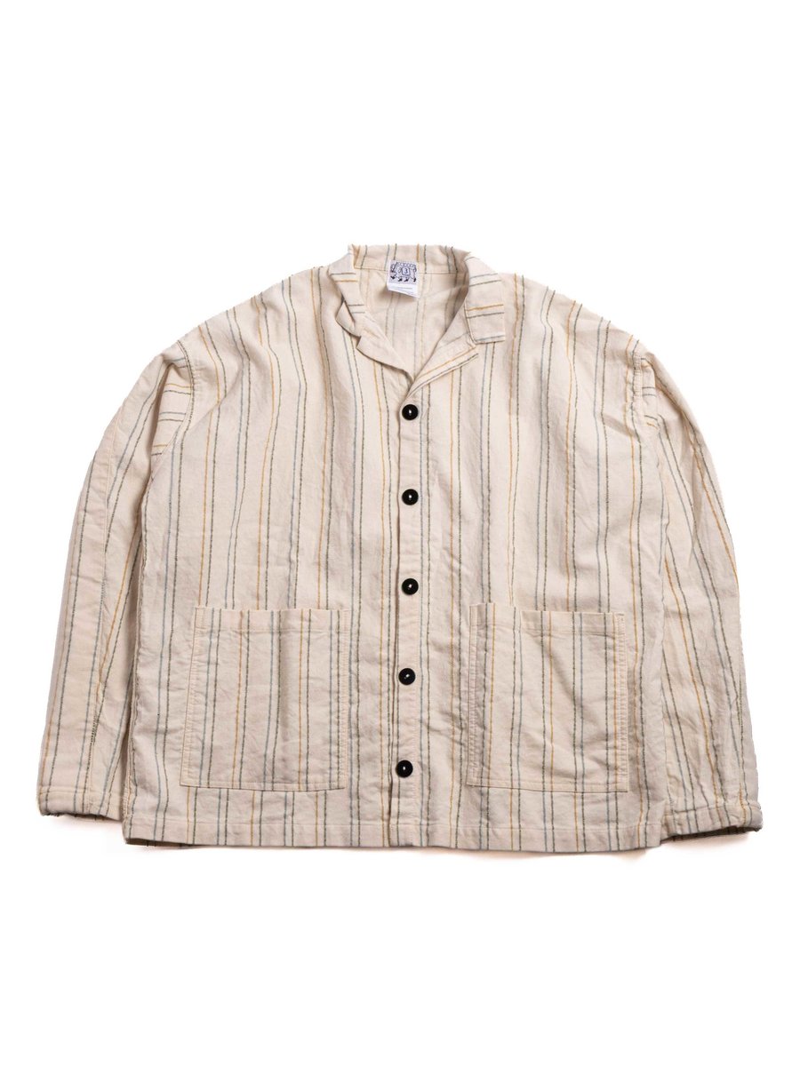 485 ISOSCELES SHIRT WOOL STRIPE COTTON TATTERSALL RINSED