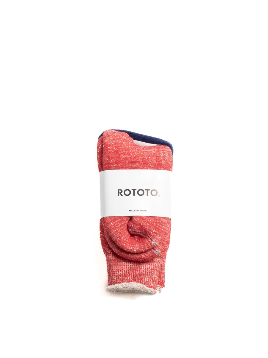 (R1001) DOUBLE FACE CREW SOCKS RED
