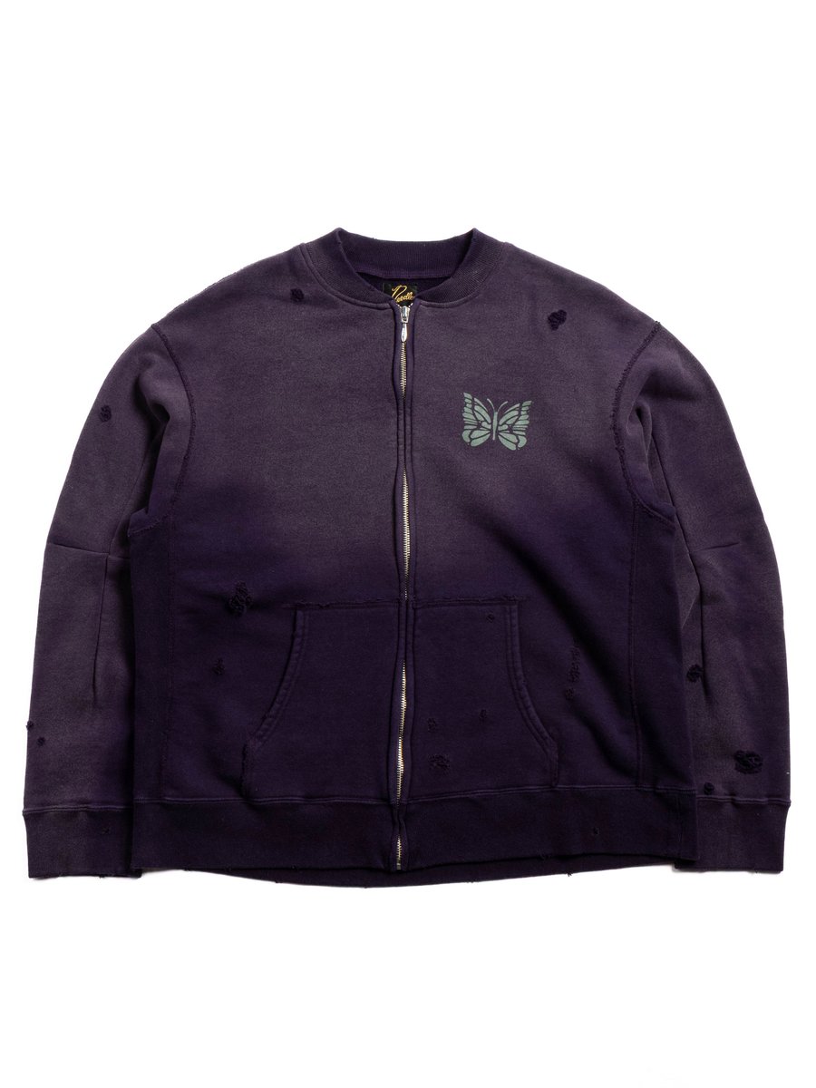 NEEDLES DECONSTRUCTED ZIP SWEAT PURPLE