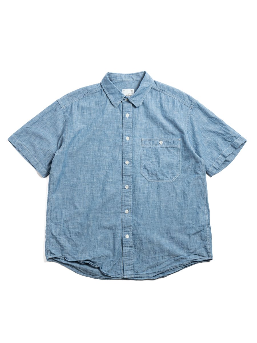 HORLISUN SELVEDGE DUNGAREE S/S SHIRT BLUE