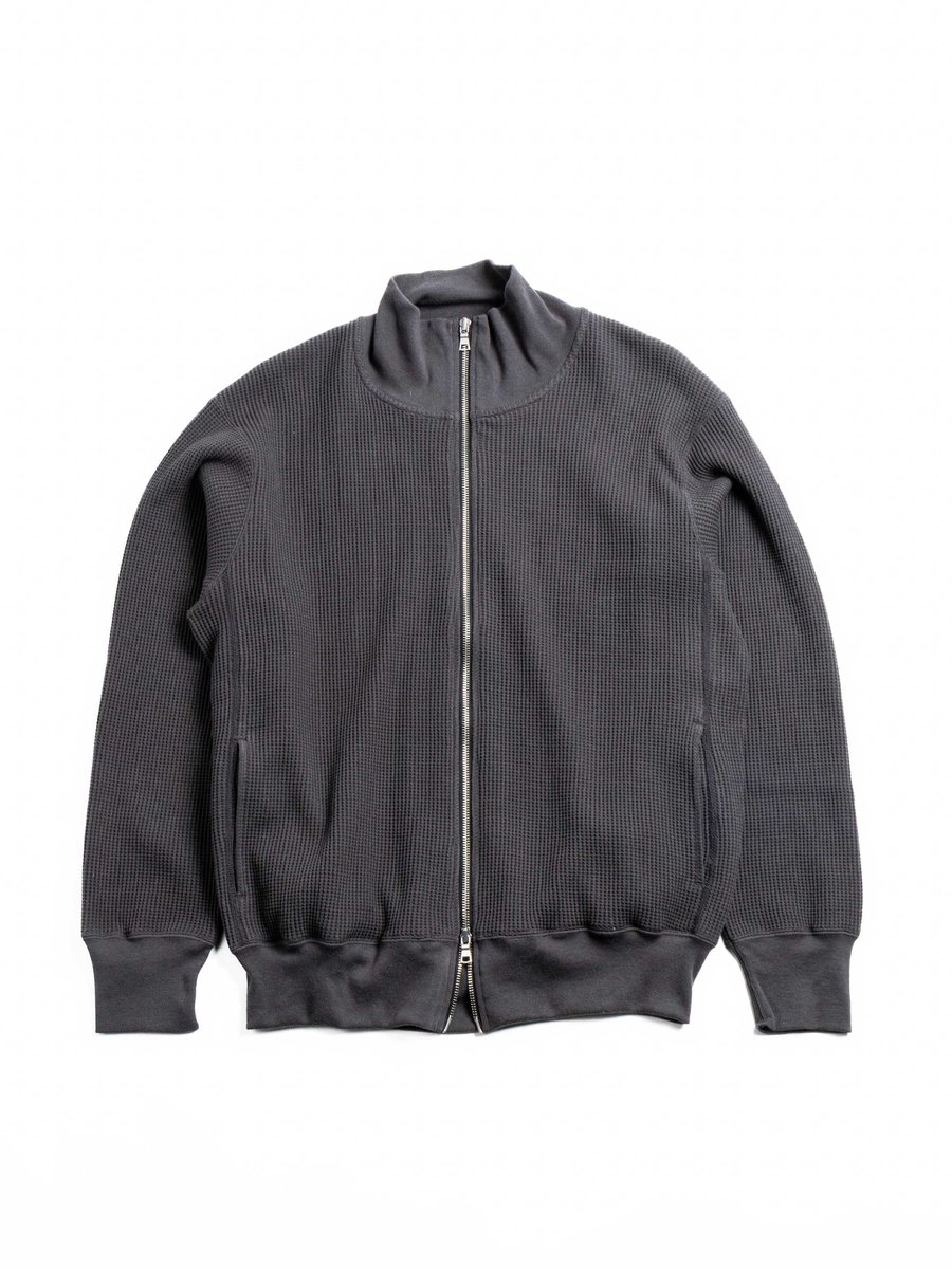 BIG WAFFLE DRIVERS ZIP CARDIGAN CHARCOAL