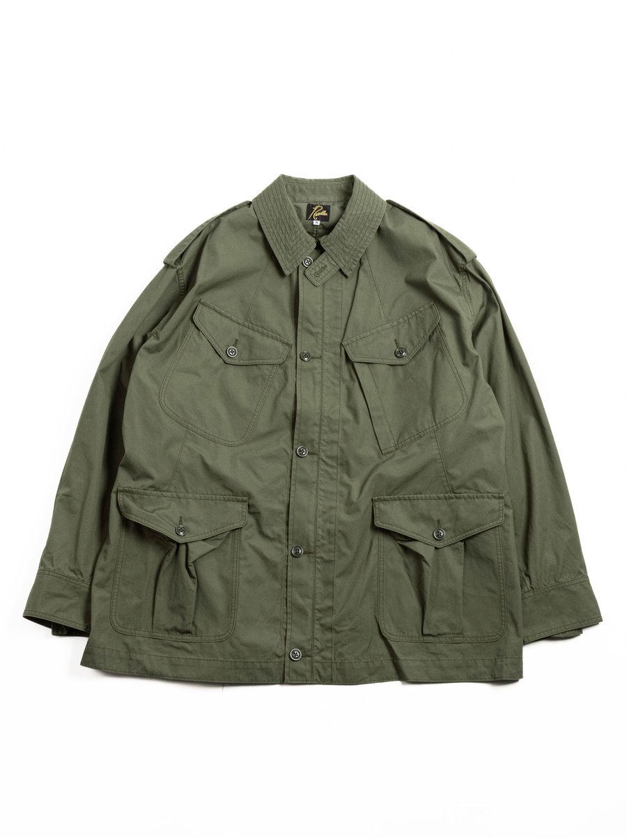 NEEDLES OFFICER COAT COTTON WEATHER CLOTH OLIVE