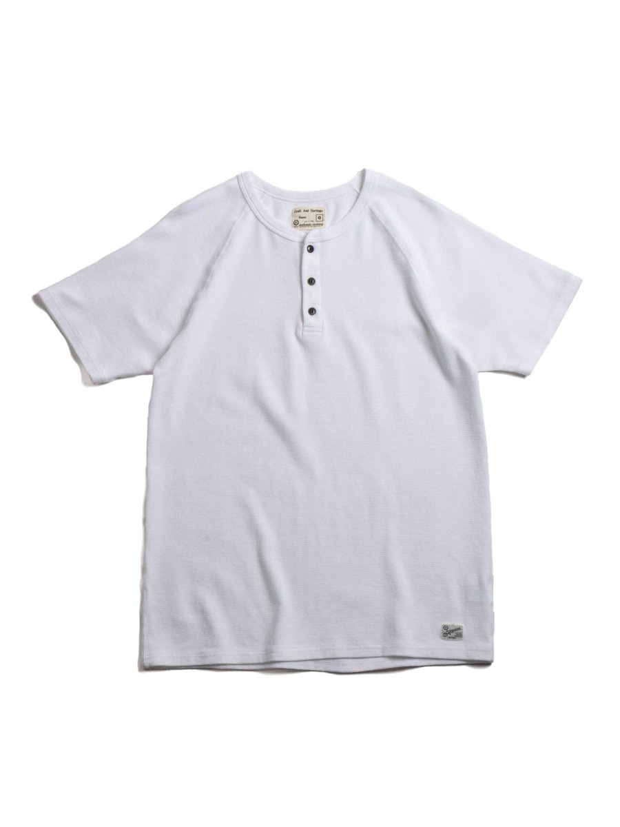 (KP9940MS) RAFFIA SPUN RIB SHORT SLEEVE HENLEY T&ndash;SHIRT WHITE