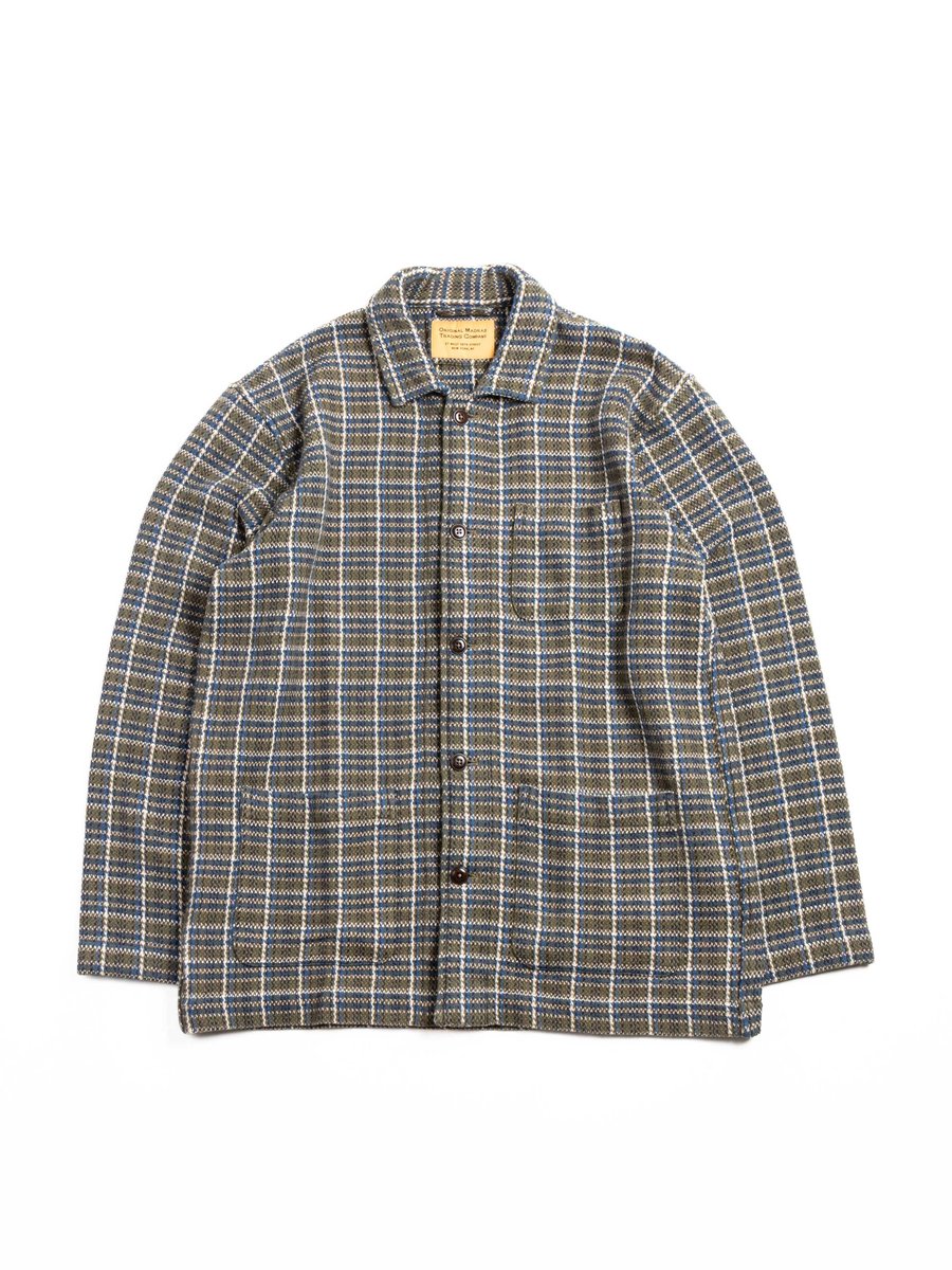 (OM45645.51 ) CHEVRON WEAVE SHIRT JACKET GREEN BLUE