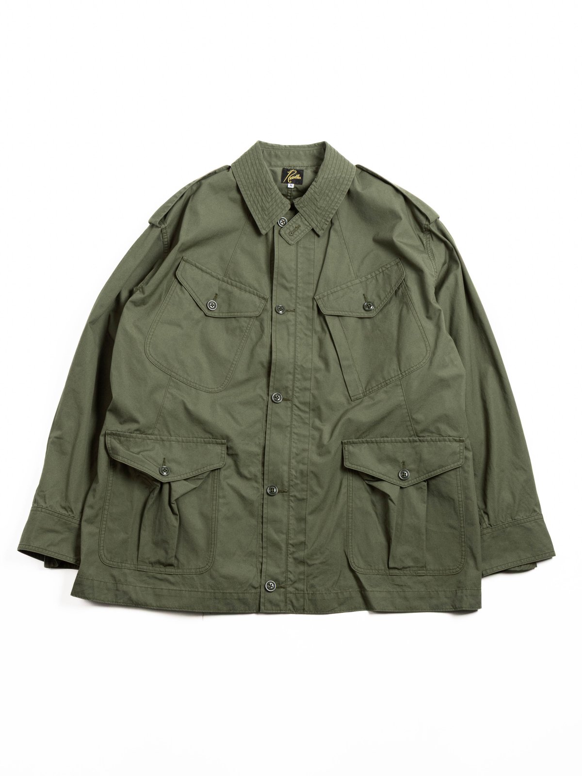 NEEDLES OFFICER COAT COTTON WEATHER CLOTH OLIVE - Image 1