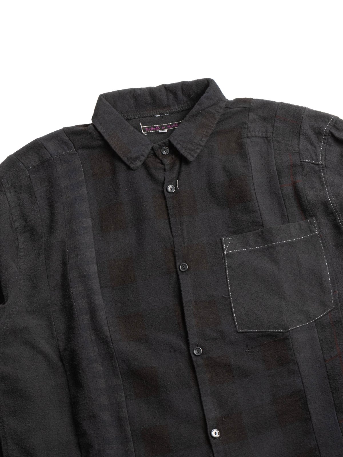 REBUILD BY NEEDLES FLANNEL  7 CUTS SHIRT OVER DYE BLACK - Image 2