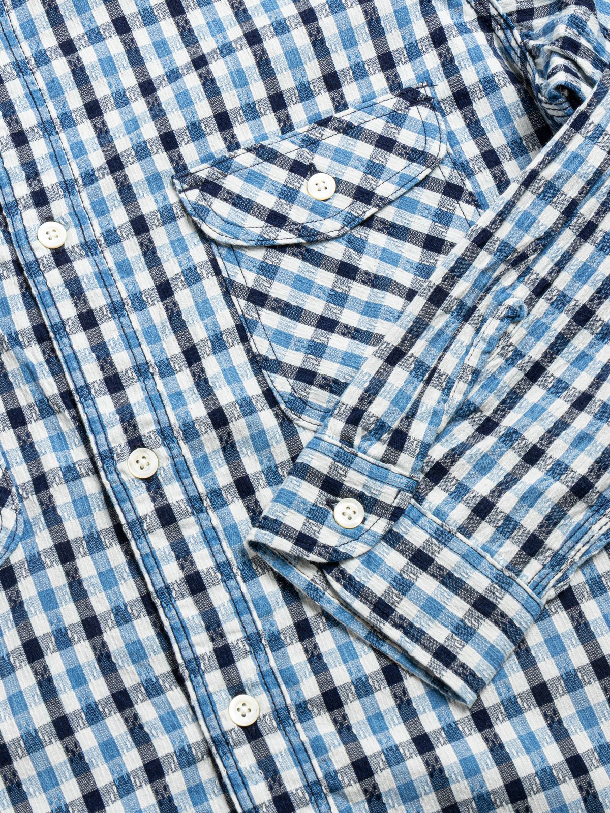 SSS25W–CS NATURAL INDIGO SASHIKO GINGHAM CHECK WORK SHIRT - Image 4