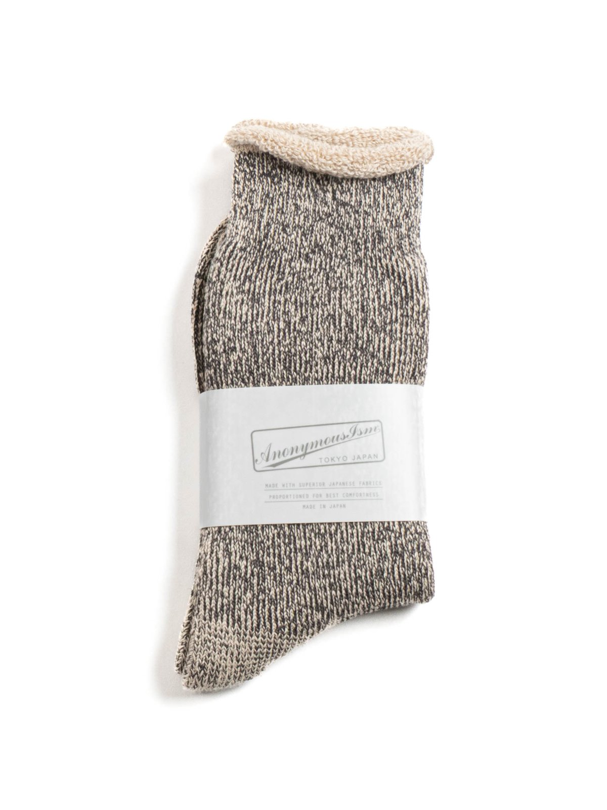 HEMP THICK PILE CREW BLACK MELANGE - Image 1