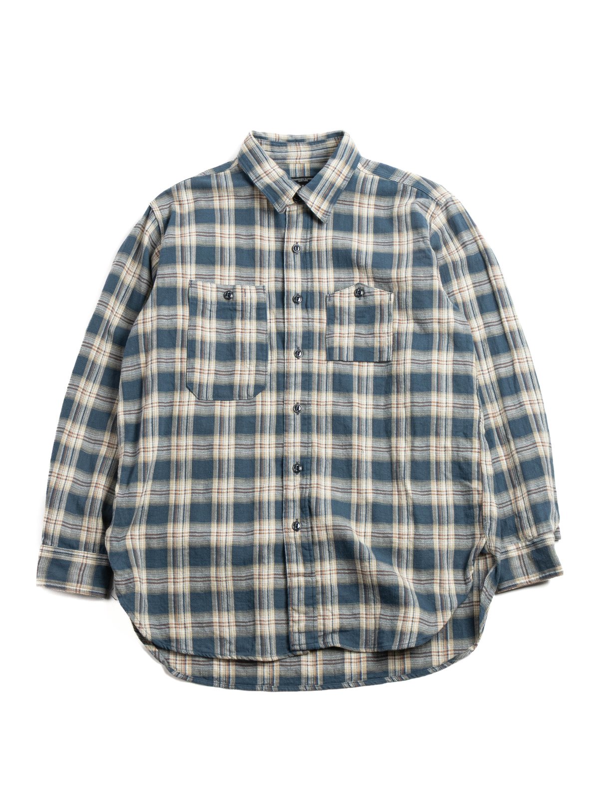 WORK SHIRT NAVY COTTON PLAID JACQUARD - Image 1