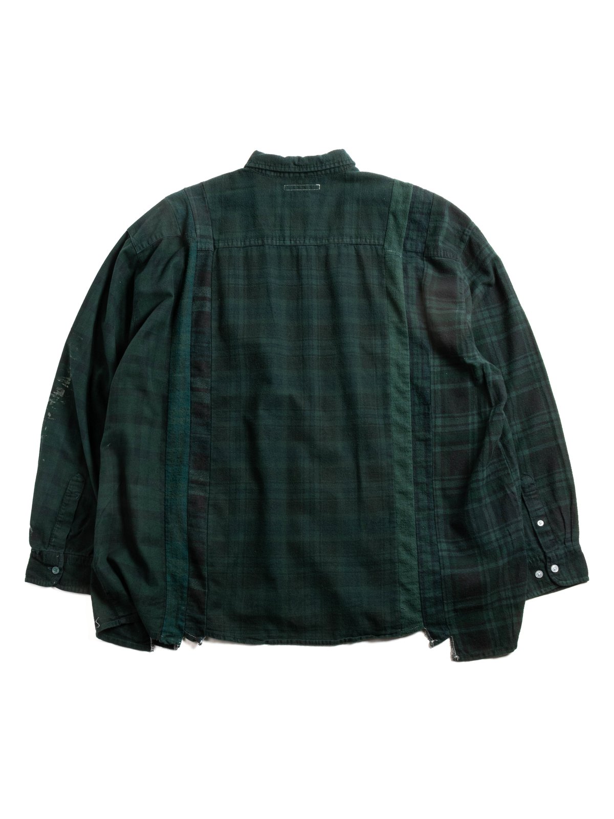 REBUILD BY NEEDLES FLANNEL 7 CUTS SHIRT WIDE OVER DYE DK. GREEN - Image 4
