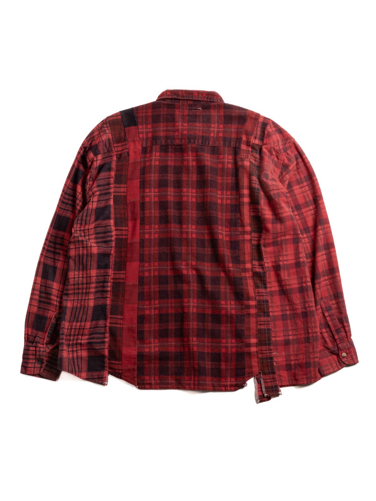 REBUILD BY NEEDLES FLANNEL 7 CUTS SHIRT WIDE OVER DYE RED - Image 4