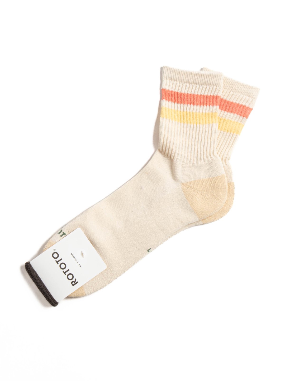 (R1591) RETRO ATHLETIC ANKLE SOCKS CORAL / YELLOW - Image 2