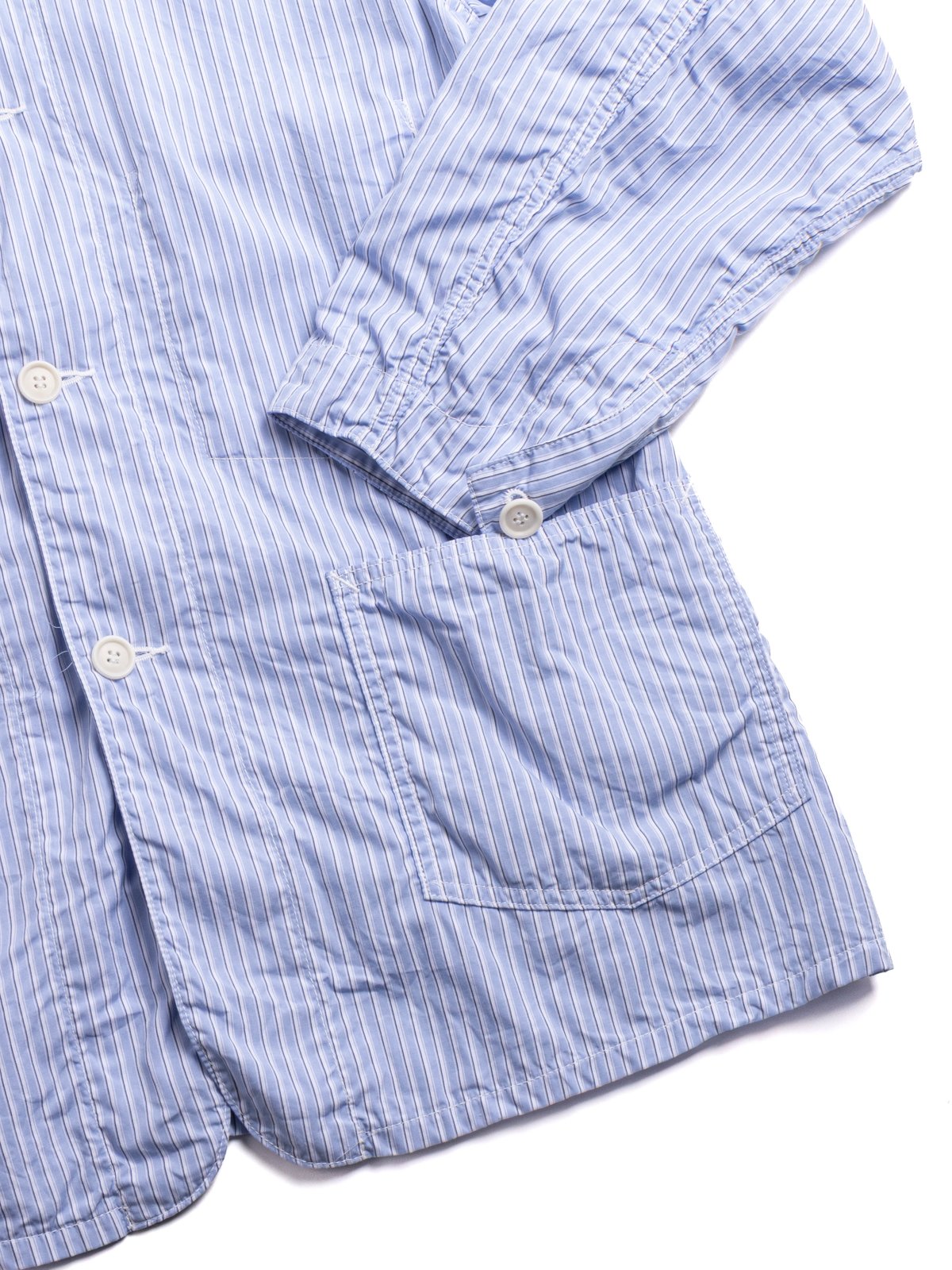 (1101L&ndash;SFI) WWII N0.1 Jacket STRIPE SHIRTING X FEATHER CHAMBRAY BLUE STRIPE - Image 3