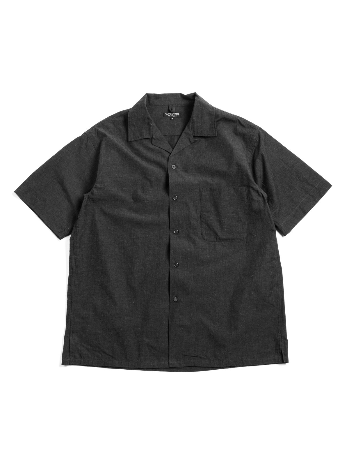 (VTD&ndash;0383&ndash;SH) OPEN COLLAR SS COTTON LINEN HARD TWIST WEATHER CLOTH CHARCOAL - Image 1