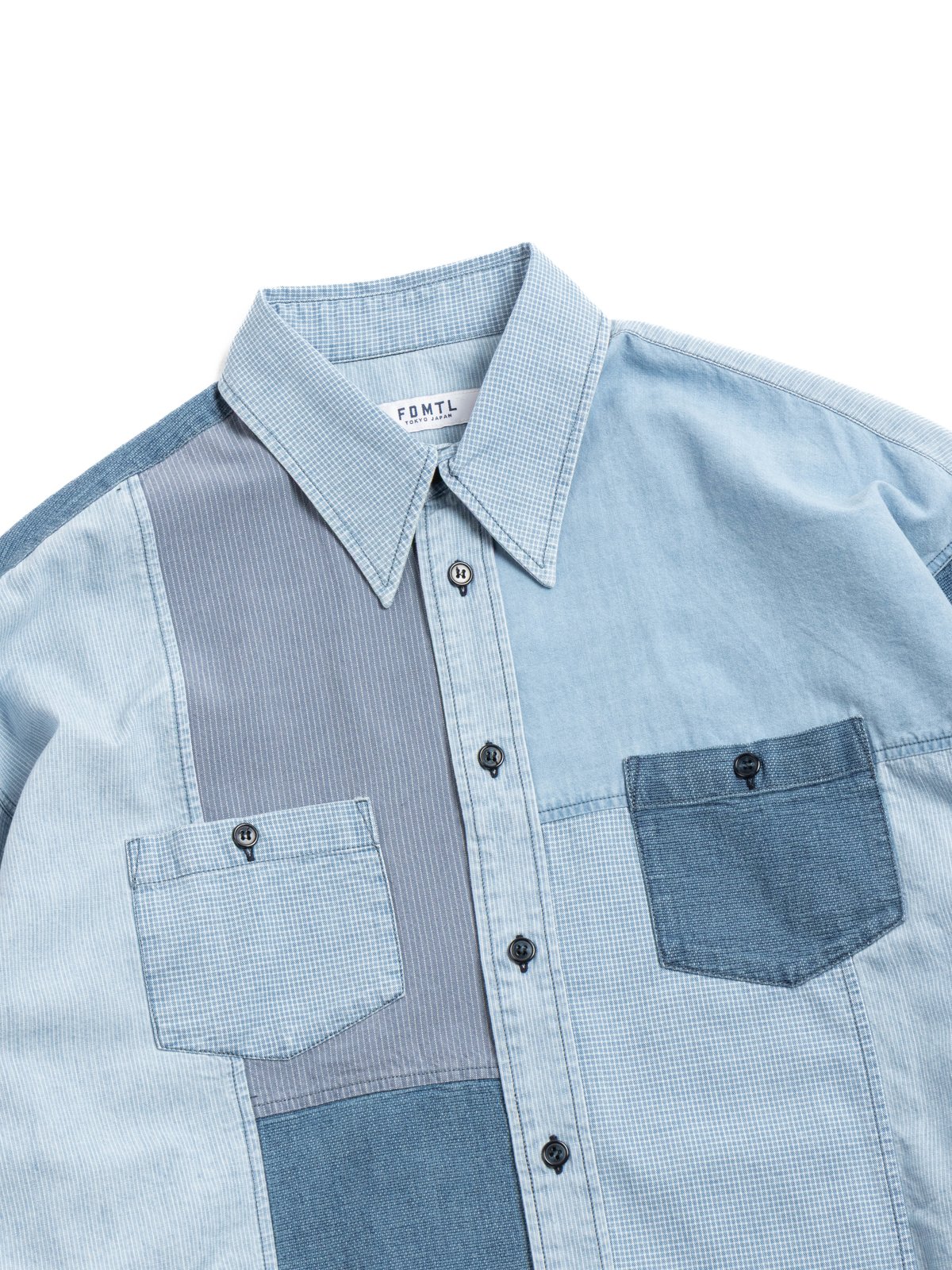 FDMTL PATCHWORK SHIRT 3YR WASH INDIGO - Image 1