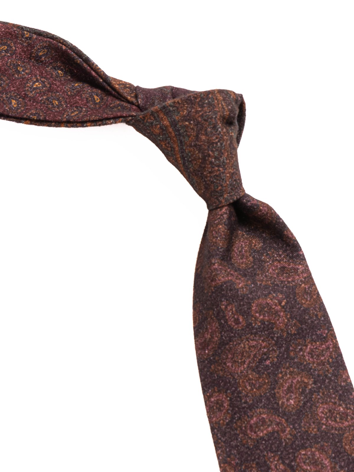 NECK TIE DK. BROWN COTTON PAISLEY PW PRINT - Image 2
