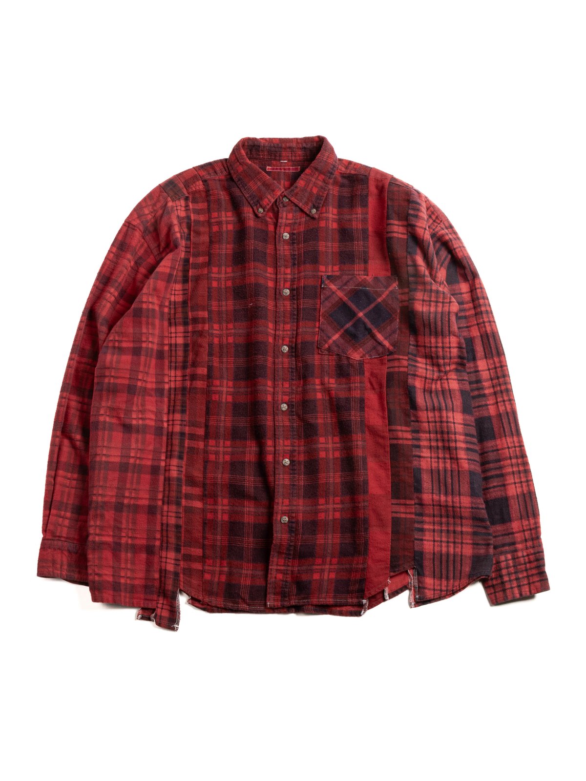 REBUILD BY NEEDLES FLANNEL 7 CUTS SHIRT WIDE OVER DYE RED - Image 1