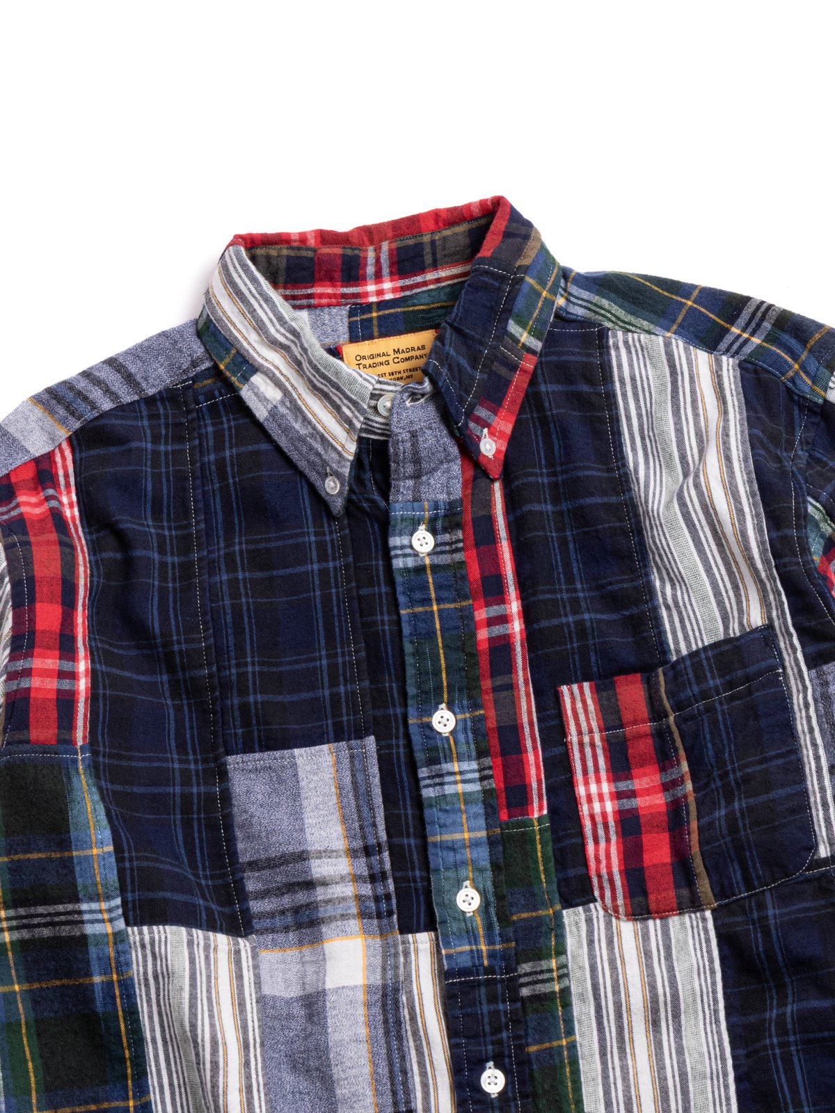 (OM45475.10) TBB HAND WOVEN WINTER MADRAS PATCHWORK B.D. STRAIGHT HEM SHIRT - Image 2