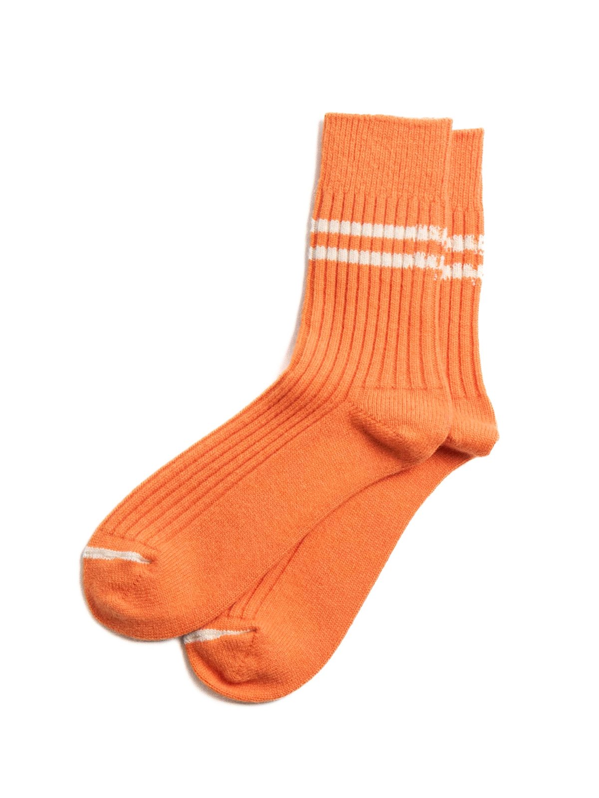 MERINO LAMBS WOOL STRIPE SOCKS ORANGE - Image 2