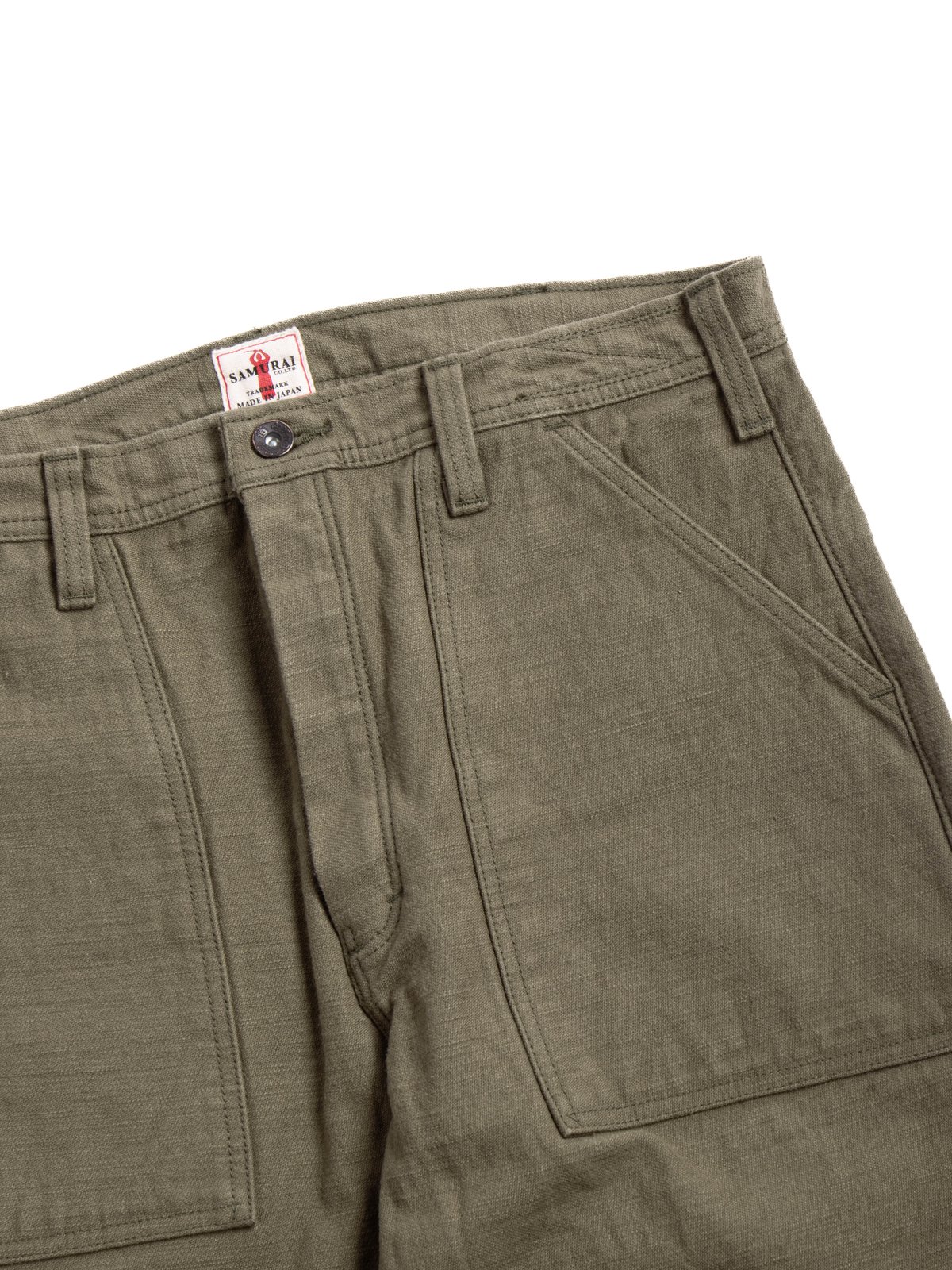 (SJ52BP) HEAVY BACK SATIN BAKER PANTS OLIVE - Image 2