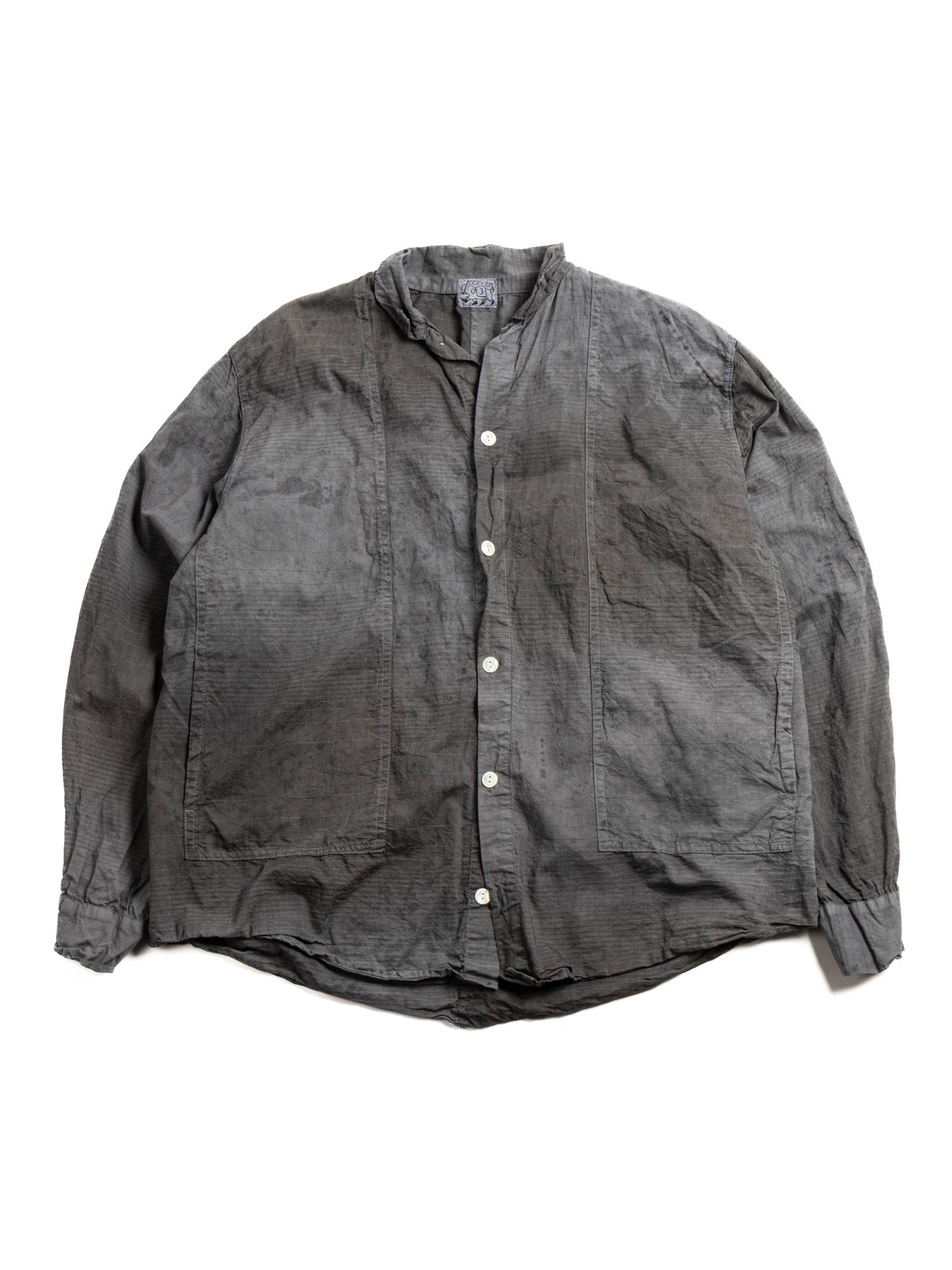 STOLE POCKET BUTTERFLY SHIRT DOPPLER STRIPE COTTON CAMBRIC CHESTNUT DYED - Image 1