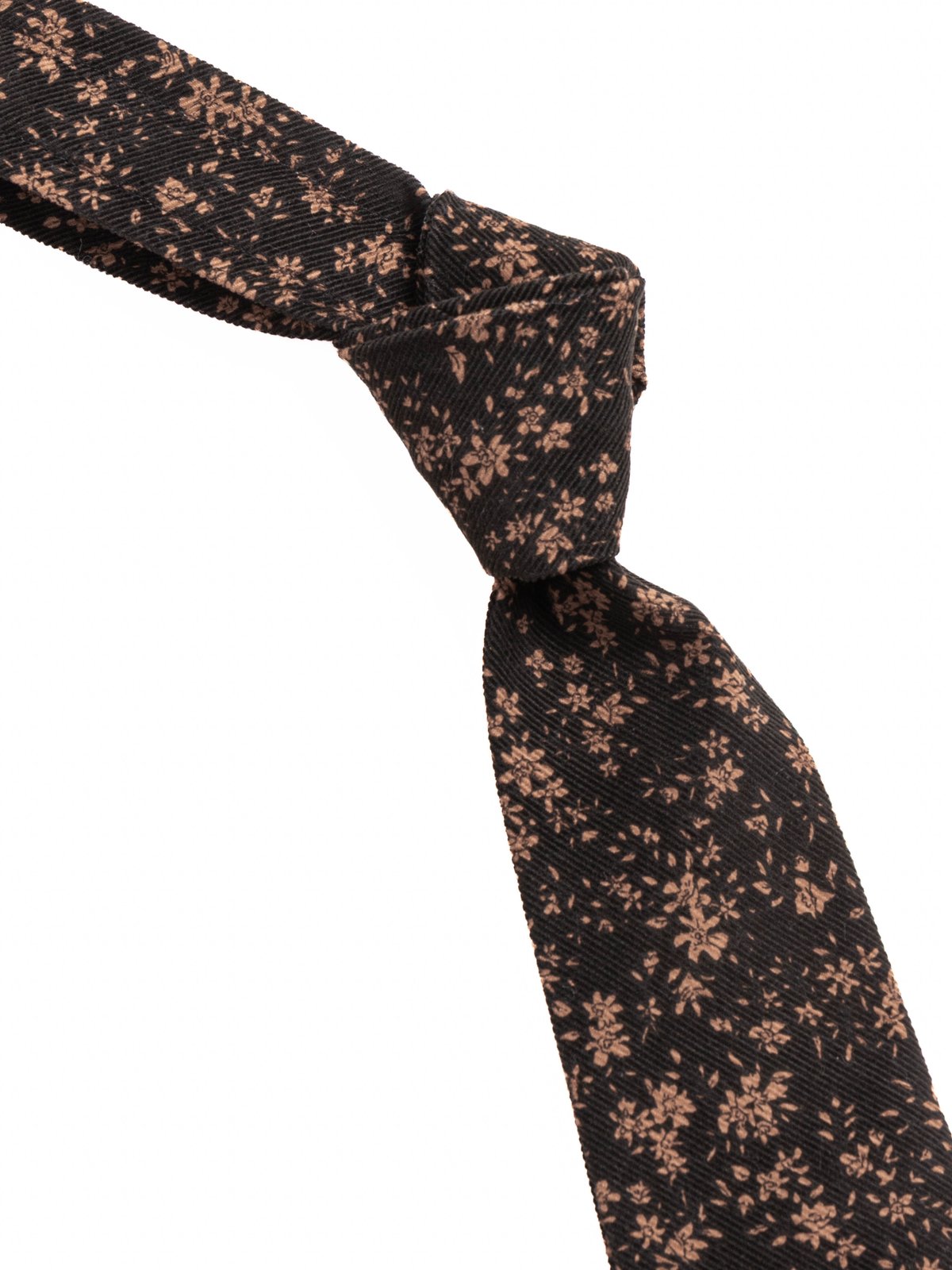 NECK TIE BLACK 21W CORDUROY SMALL FLORAL PRINT - Image 2