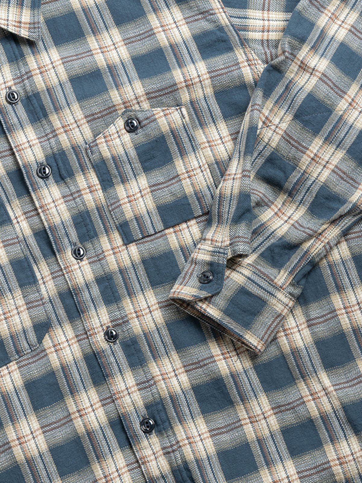 WORK SHIRT NAVY COTTON PLAID JACQUARD - Image 3