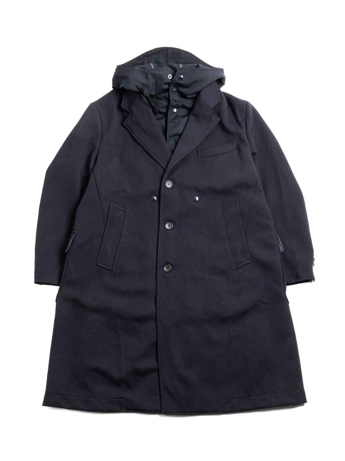 CHESTER COAT DK.NAVY HEAVY WOOL ELASTIQUE - Image 1