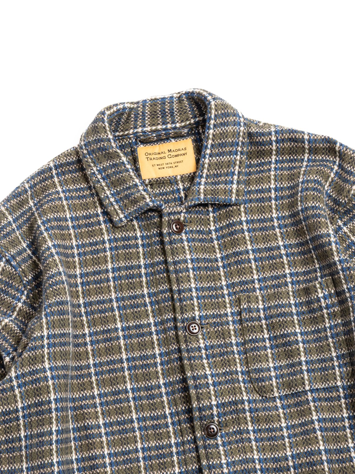 (OM45645.51 ) CHEVRON WEAVE SHIRT JACKET GREEN BLUE - Image 2