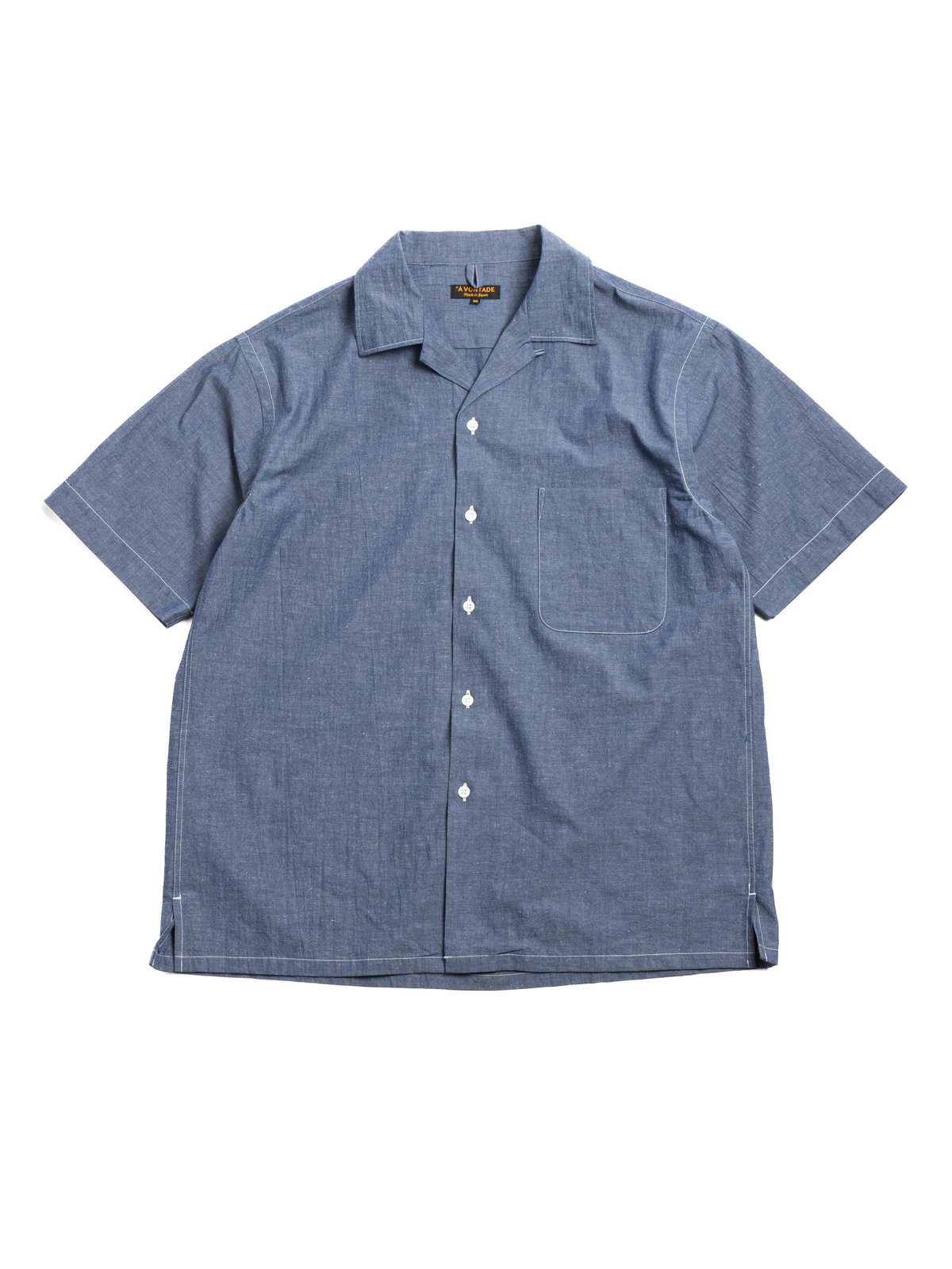 (VTD&ndash;0383&ndash;SH) OPEN COLLAR SS COTTON LINEN HARD TWIST WEATHER CLOTH BLUE - Image 1