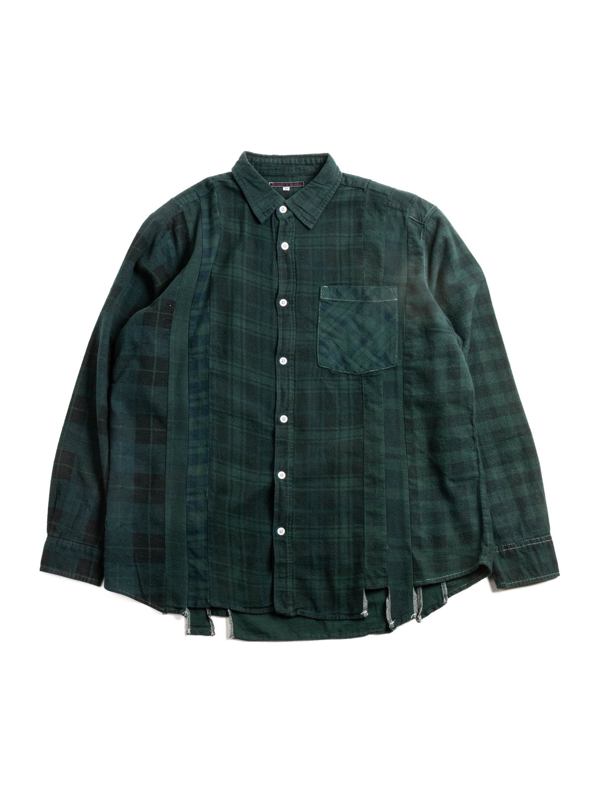 REBUILD BY NEEDLES FLANNEL  7 CUTS SHIRT OVER DYE DK. GREEN - Image 1