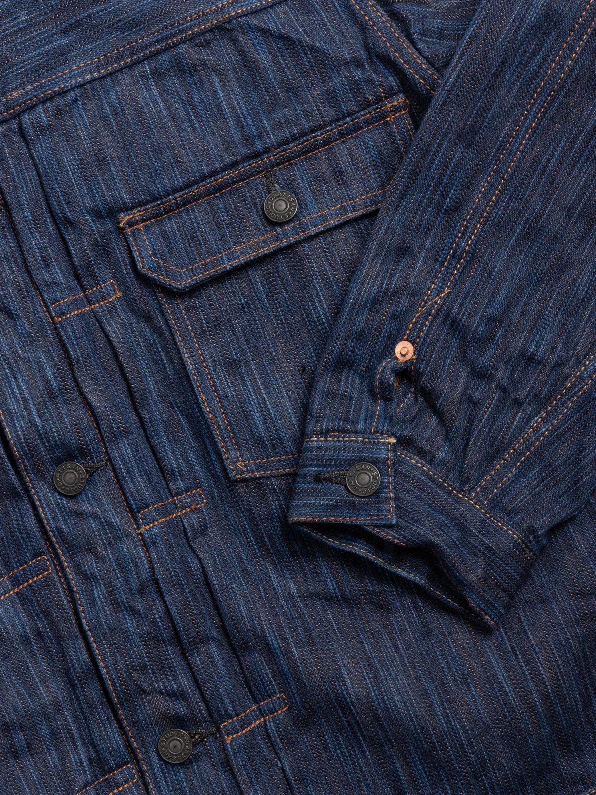 (D4615) STUDIO D&rsquo;ARTISAN AWA SHOAI KAKISHIBU DYED DENIM JACKET - Image 2