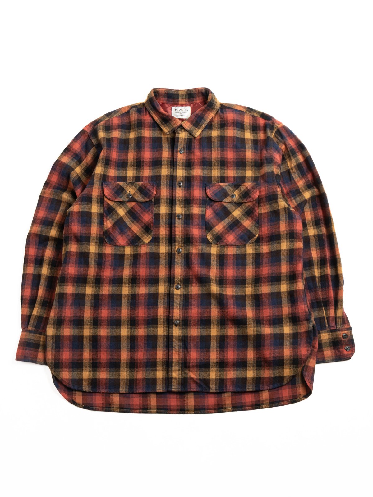 H.UNIT FLANNEL WORK SHIRT RED CHECK  - Image 1