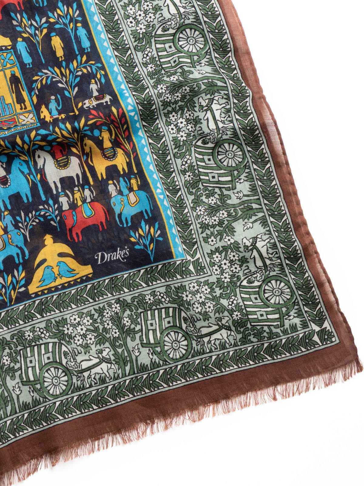 ELEPHANT VILLAGE PRINTED SCARF NAVY - Image 5