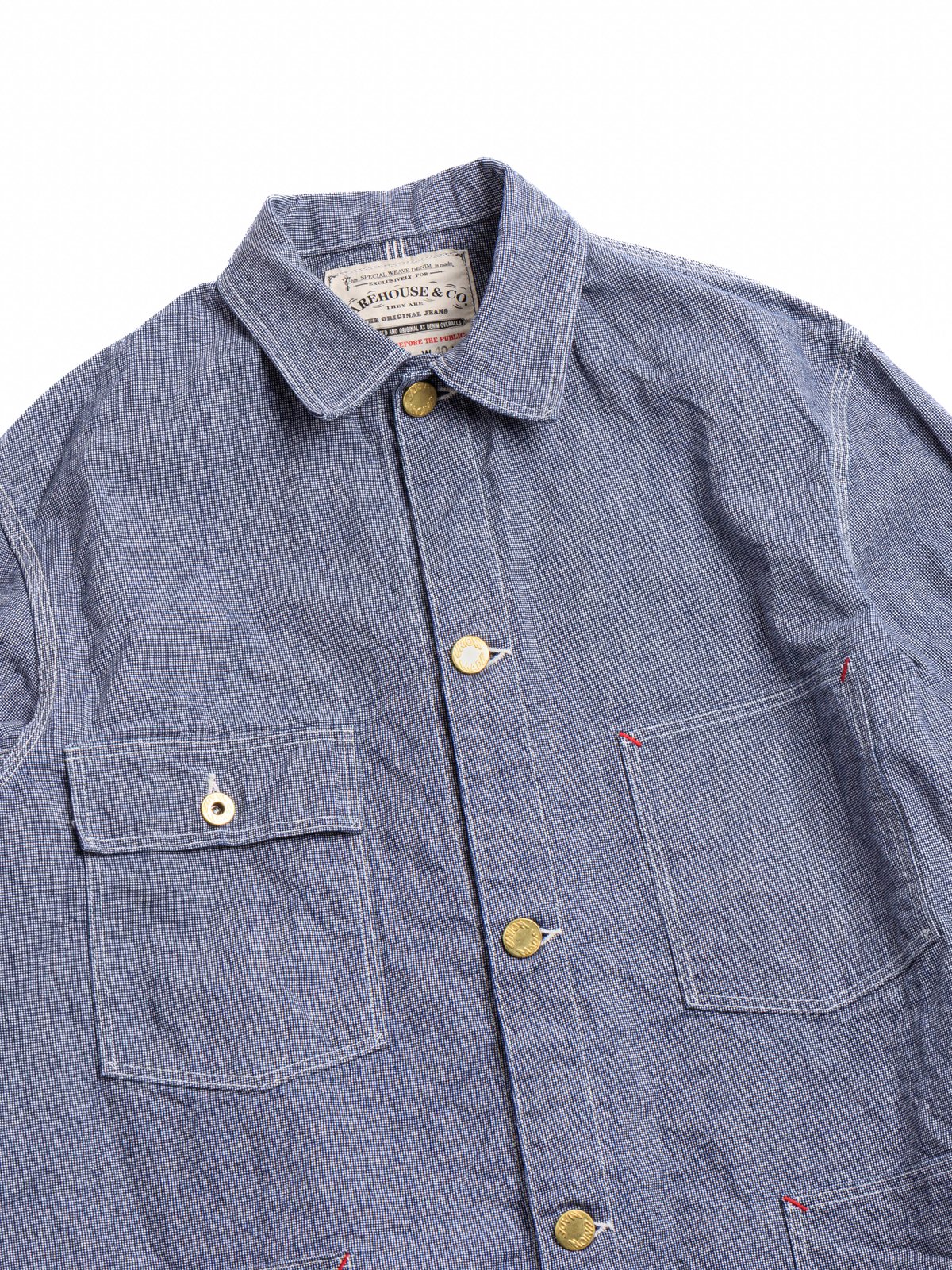 (LOT 2195) INDIGO PIN–CHECK CHANGE BUTTON COVERALL JACKET  - Image 2