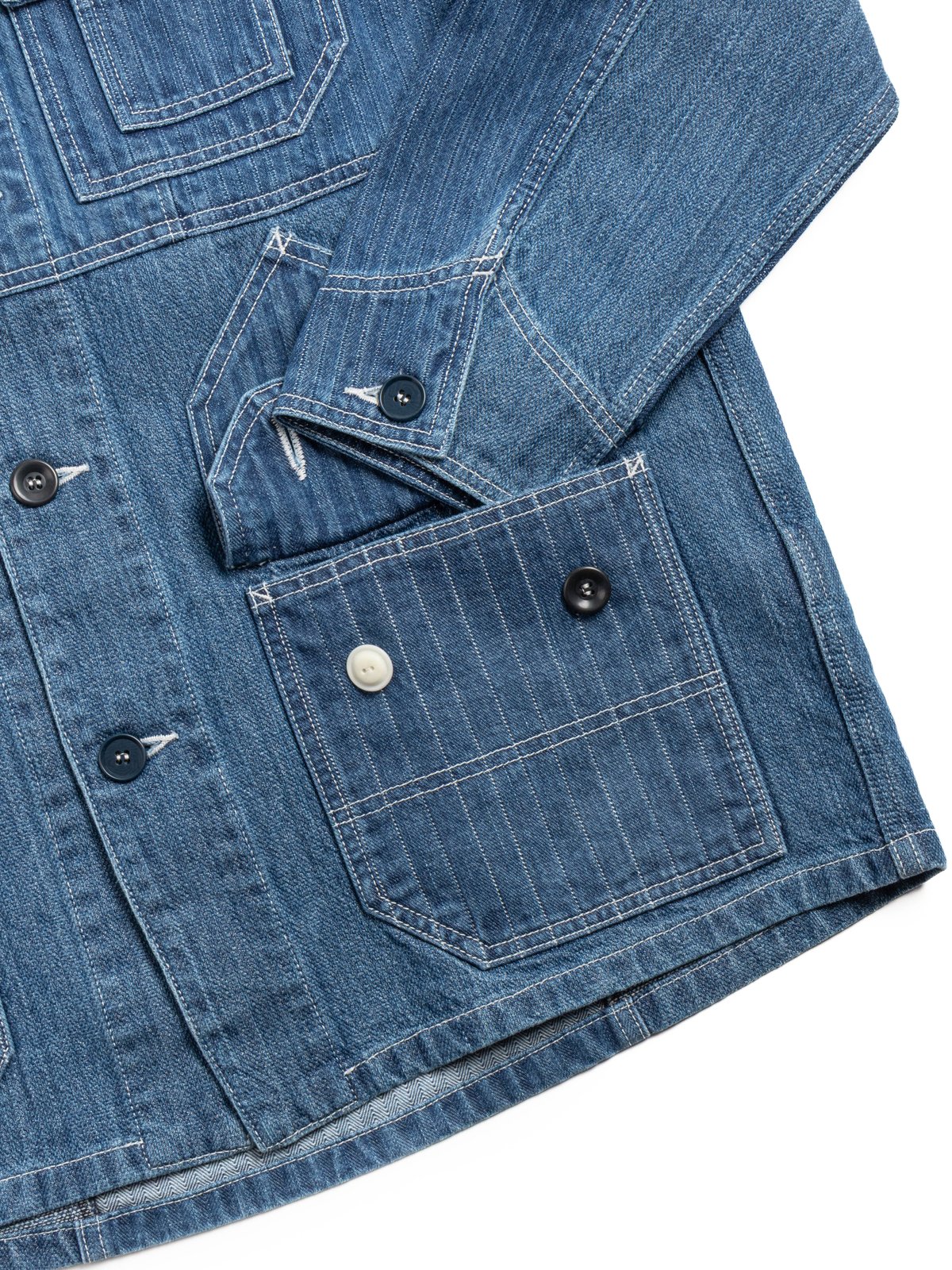 FDMTL PACHWORK COVERALL JACKET 3YR WASH INDIGO - Image 3