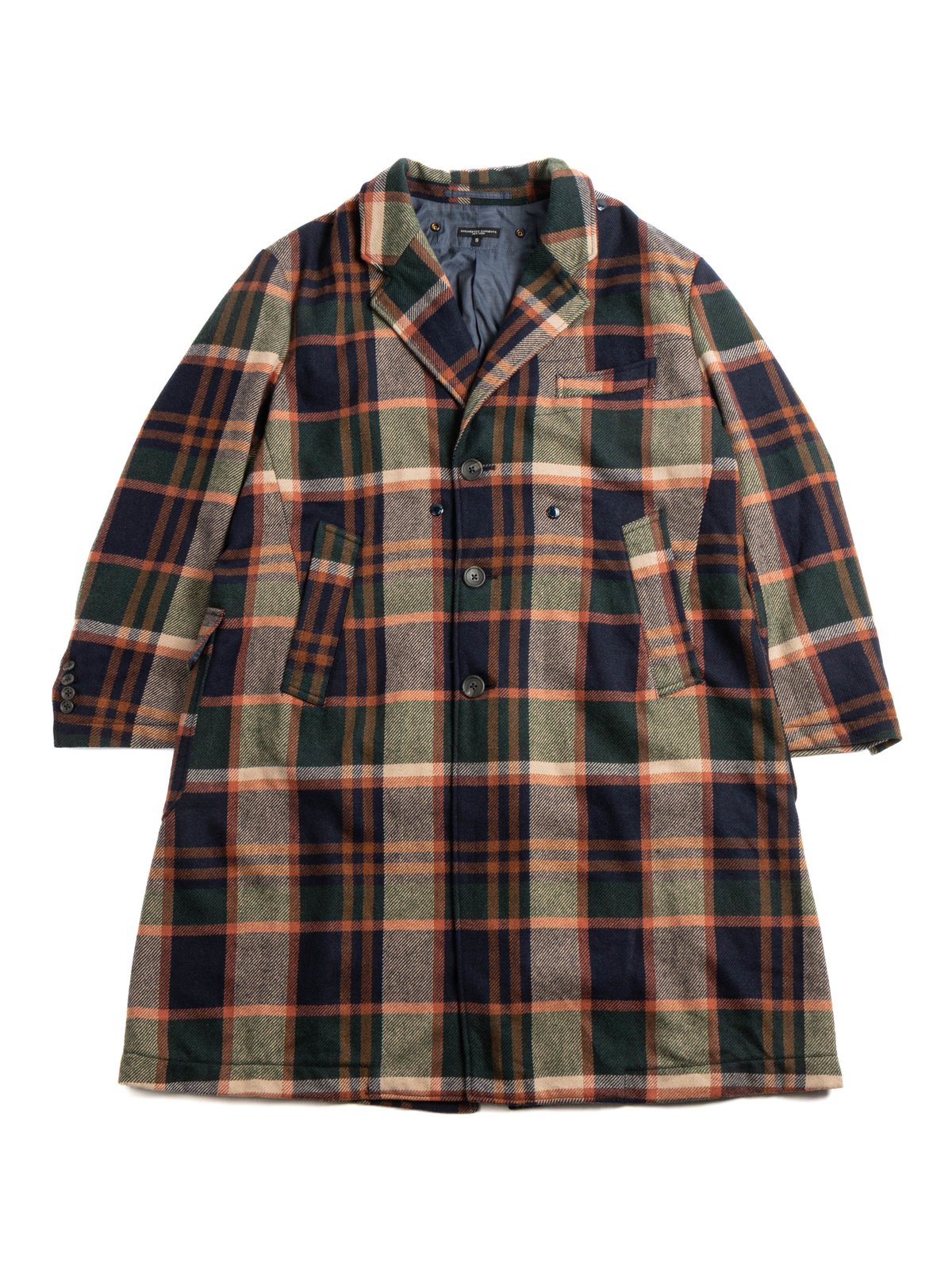 CHESTER COAT JACKET NAVY/BROWN HEAVY WOOL PLAID - Image 2