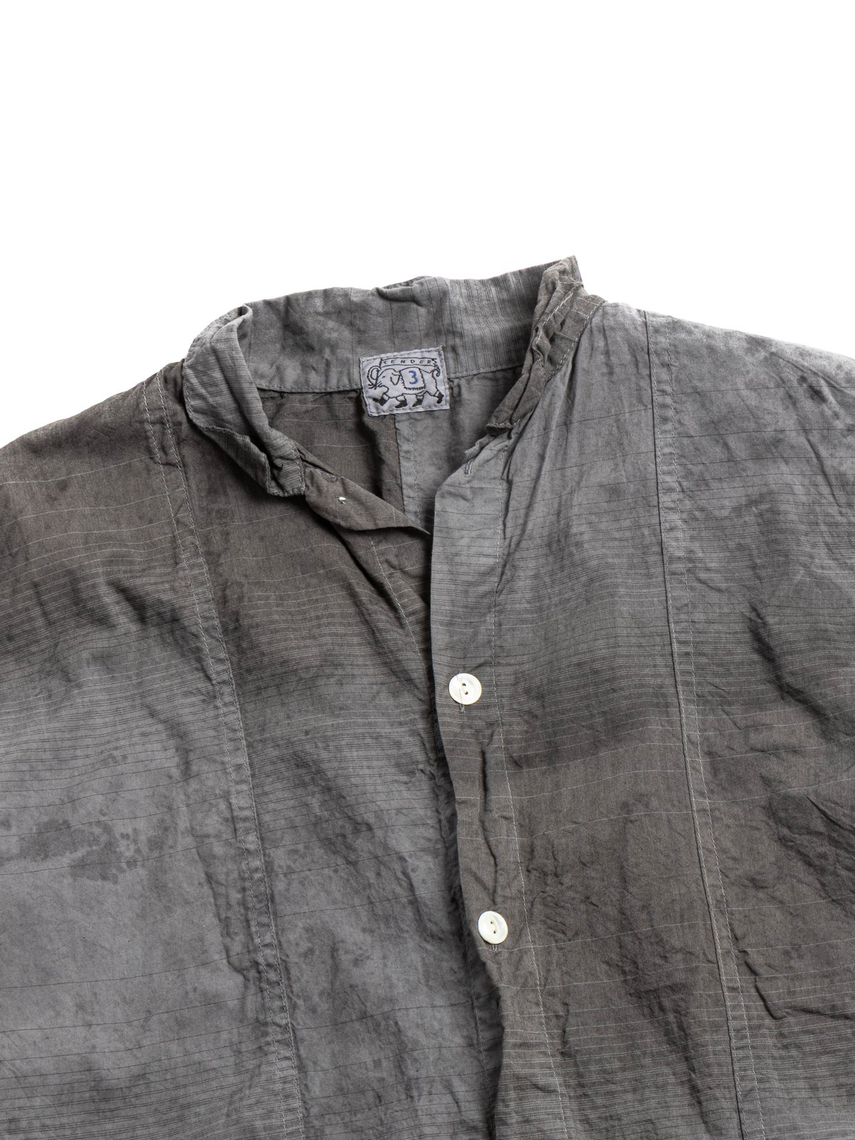 STOLE POCKET BUTTERFLY SHIRT DOPPLER STRIPE COTTON CAMBRIC CHESTNUT DYED - Image 2