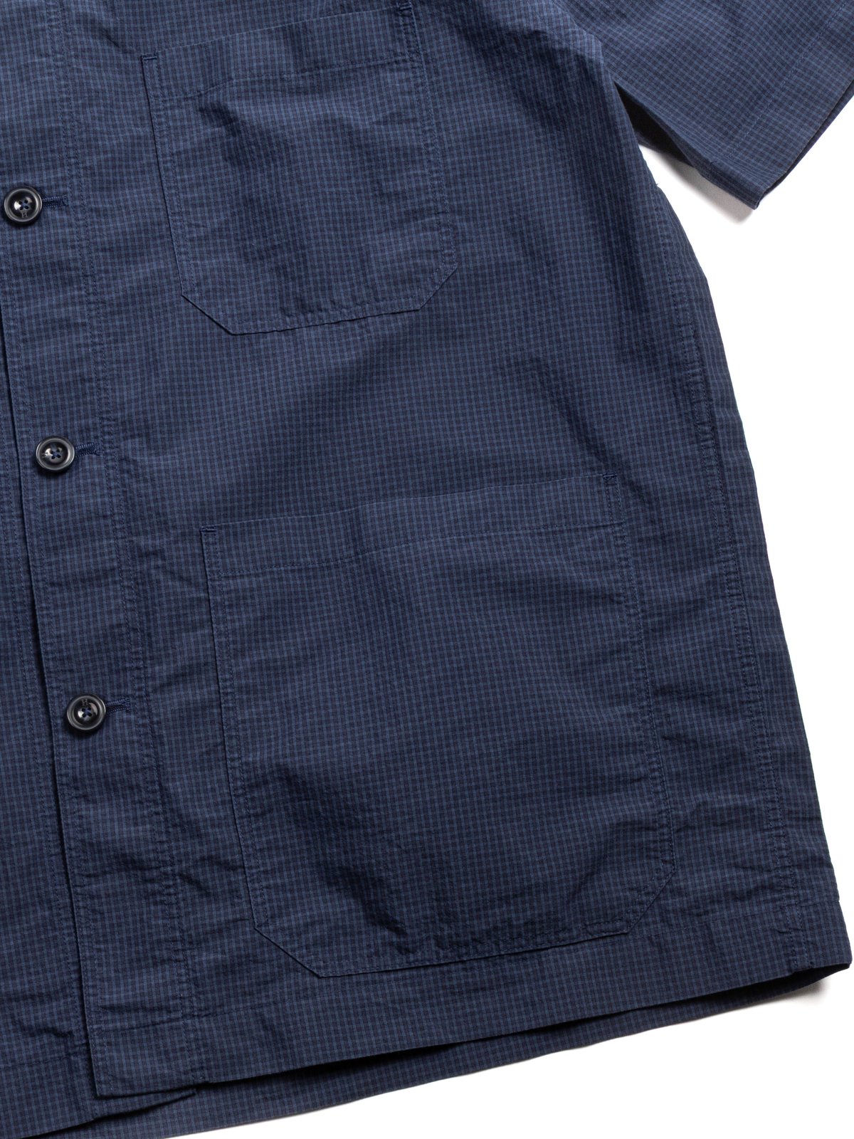 HORLISUN JOSHUA SMALL CHECK S/S SHIRT JACKET NAVY  - Image 2