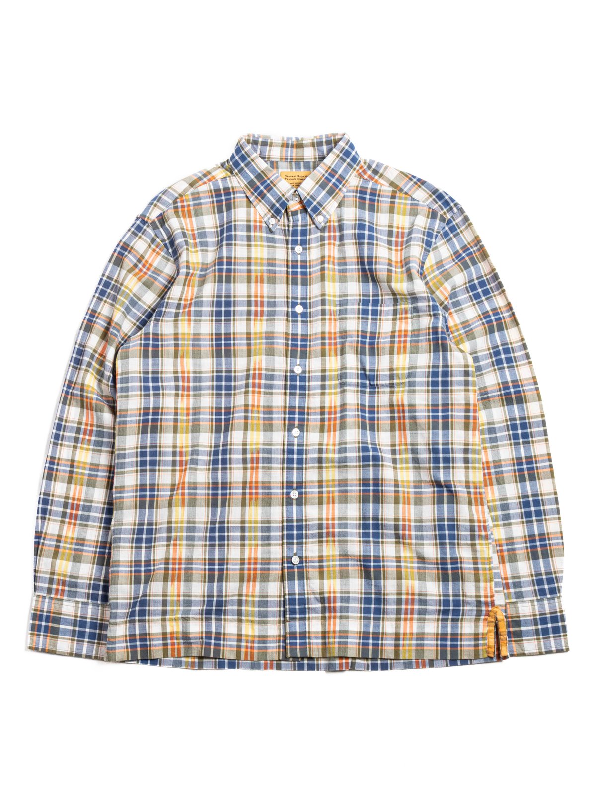 (OM45645.08) IKAT MADRAS B.D. SHIRT NAVY NATURAL - Image 1