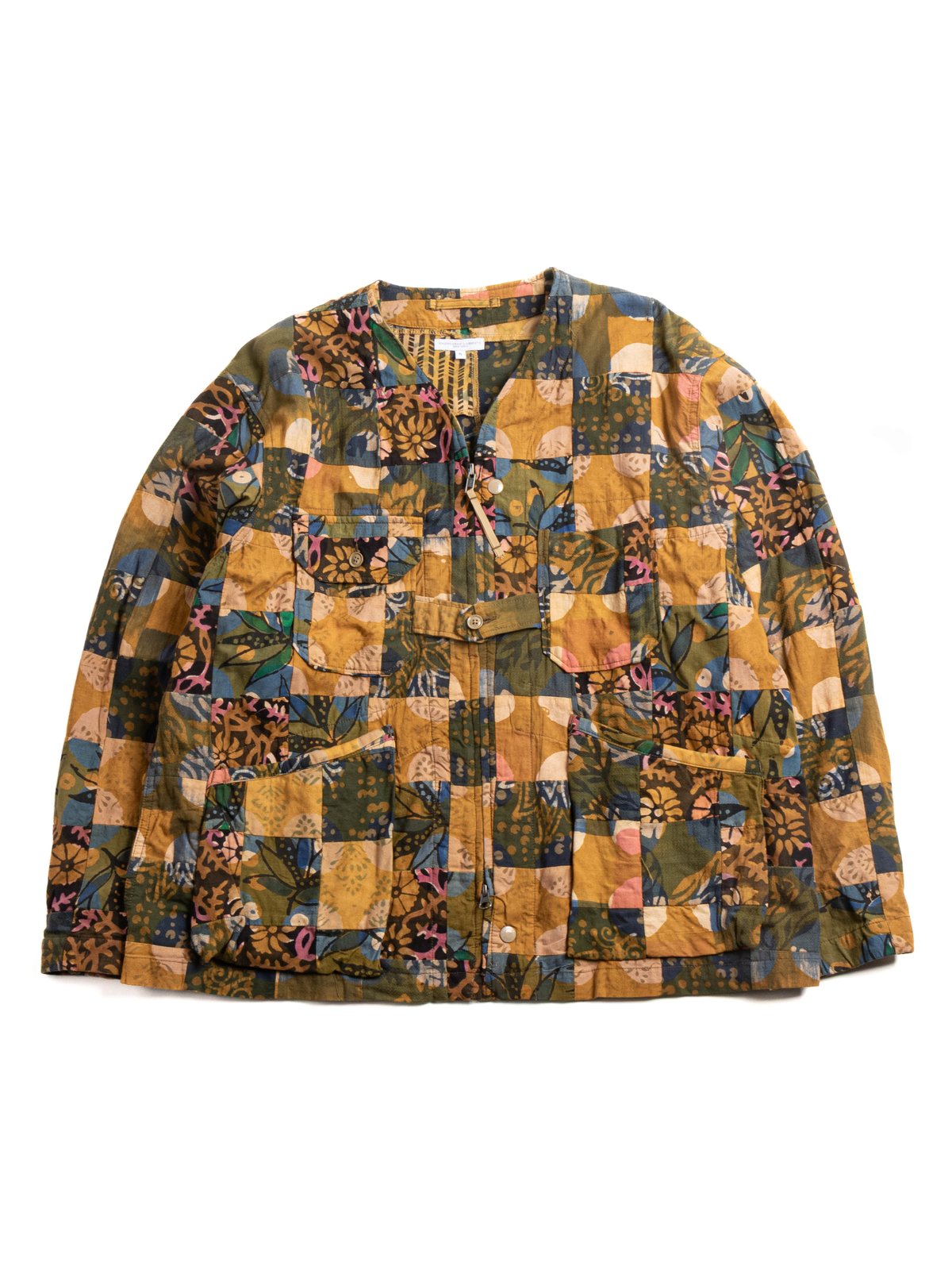 CARDIGAN JACKET OLIVE COTTON MULTI PATCHWORK - Image 1