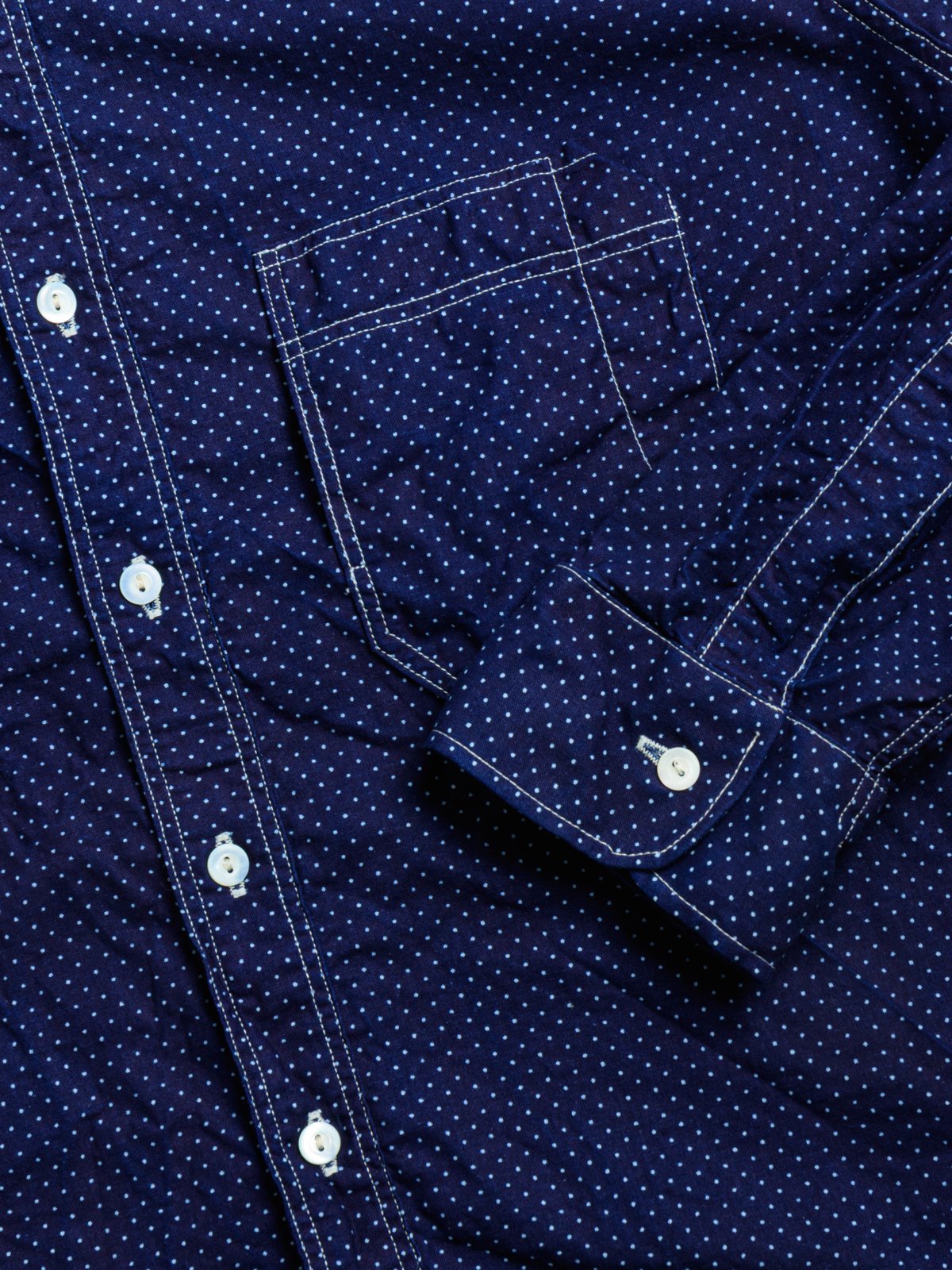 (LOT 3058) IWABASH DOT PRINT SHIRTS (ROUND COLLAR) INDIGO - Image 3