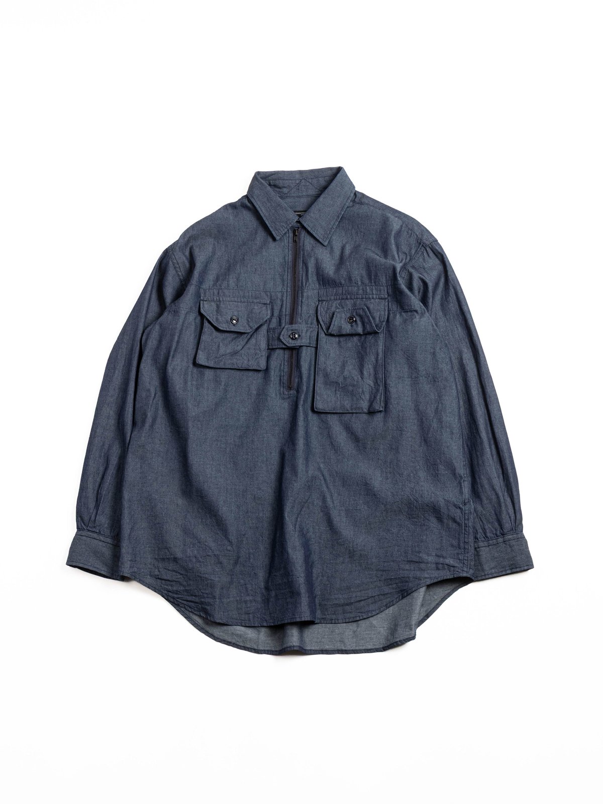 BINOCULAR SHIRT / INDIGO COTTON DENIM SHIRTING - Image 1
