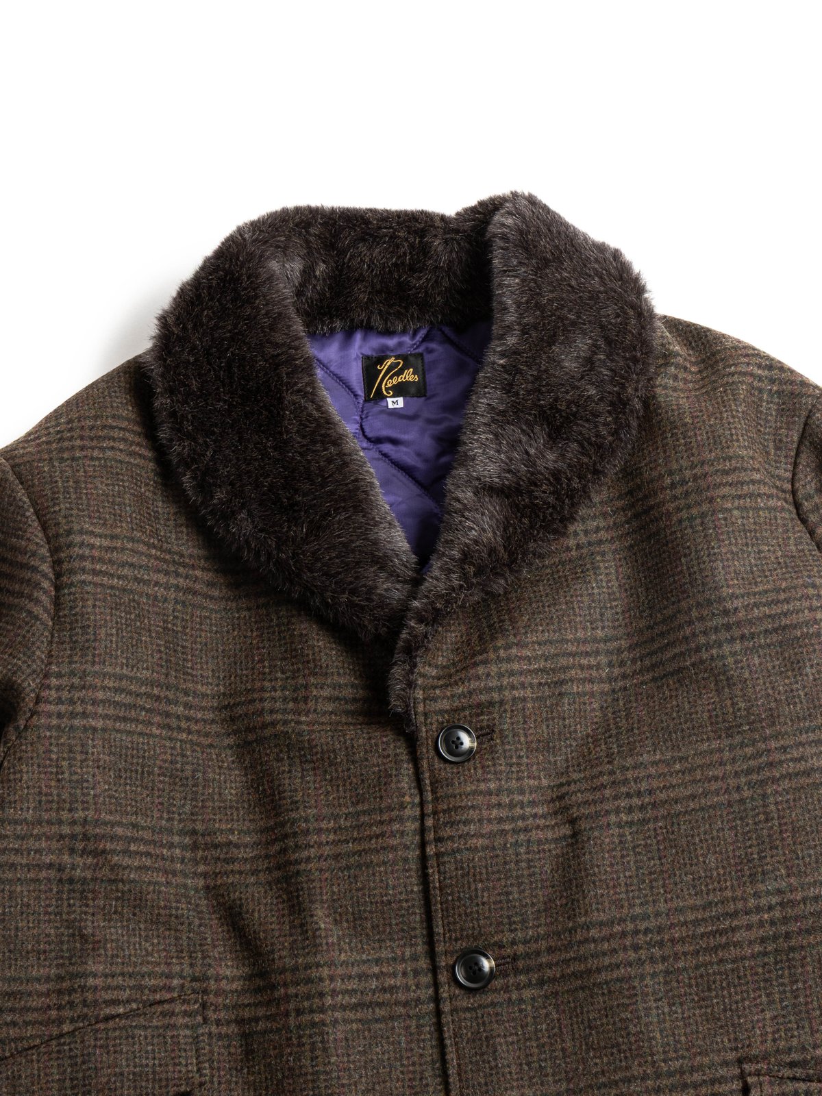 NEEDLES SHAWL COLLAR COAT – WOOL GLEN PLAID OLIVE - Image 2