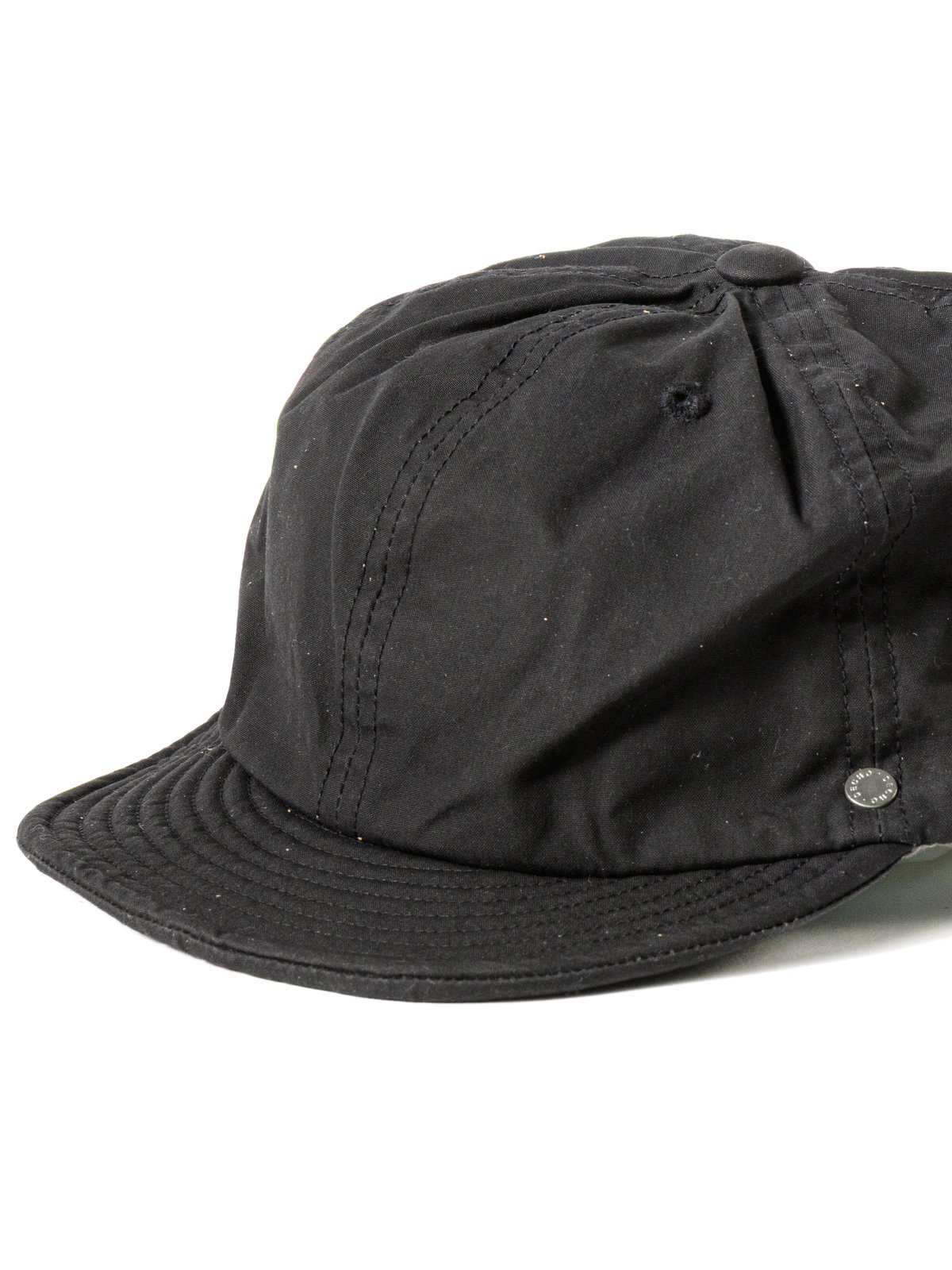 WAXED COTTON BALL CAP LEATHER BUCKLE BLACK - Image 3