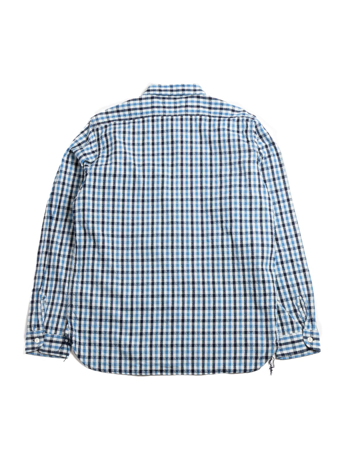 SSS25W–CS NATURAL INDIGO SASHIKO GINGHAM CHECK WORK SHIRT - Image 5