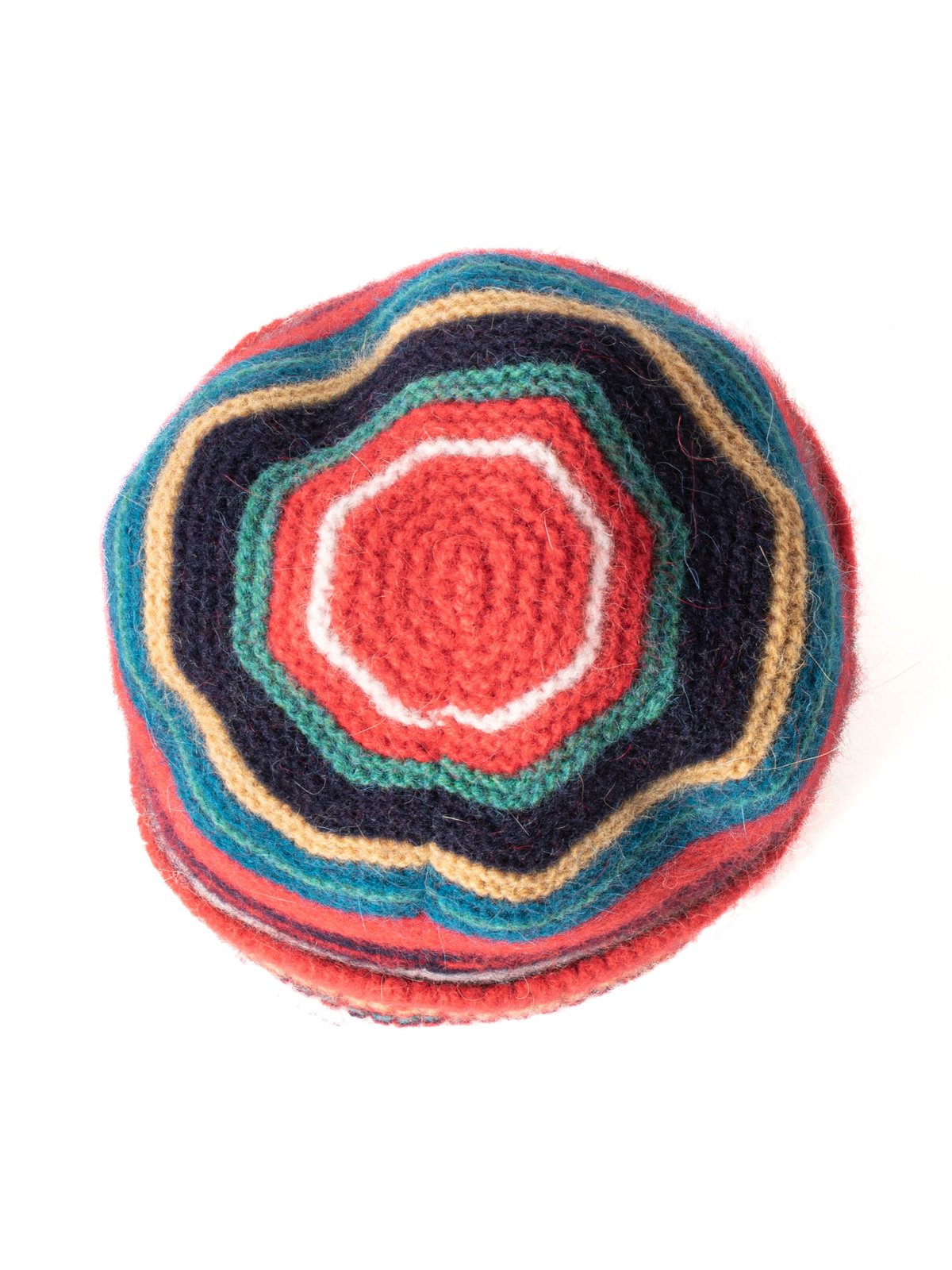 PURL STITCH STRIPED BEANIE RED & BLUE - Image 2