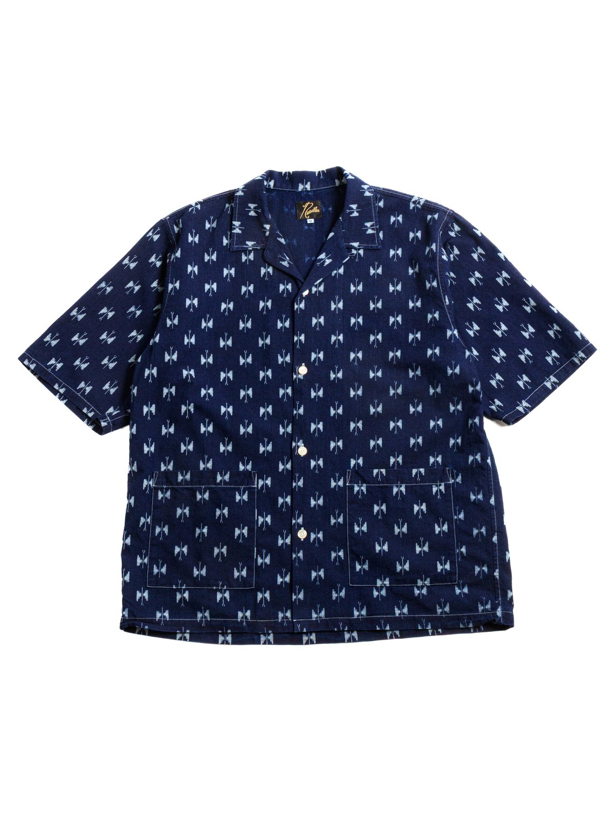 NEEDLES CABANA SHIRT 6oz PRINTED INDIGO KASURI - Image 1